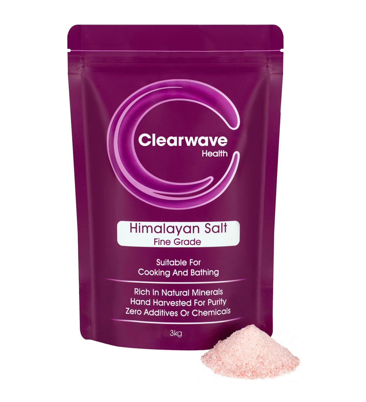 Himalayan Salt Fine Grade 3kg - Zero Additives Suitable for Cooking and Detoxification Vegan and Vegetarian by Clearwave Health (3 Kg) - Buy Online on GoSupps.com