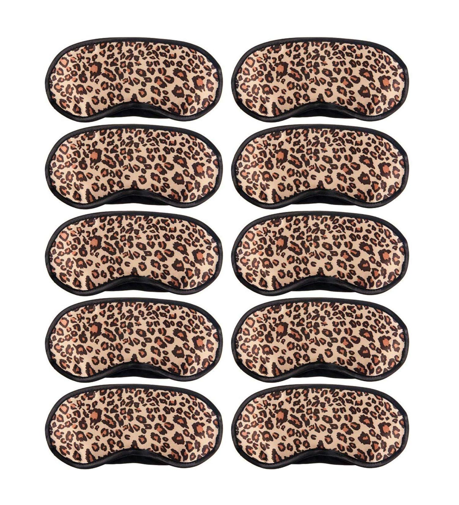 10 Pack Leopard Eye Masks for Sleeping, Stress Relief and Travel - Comfortable Eye Shade Cover with Nose Pad for Men, Women, Kids - Ideal for Shift Work, Office Nap, and Airplane Relaxation - Buy Online on GoSupps.com