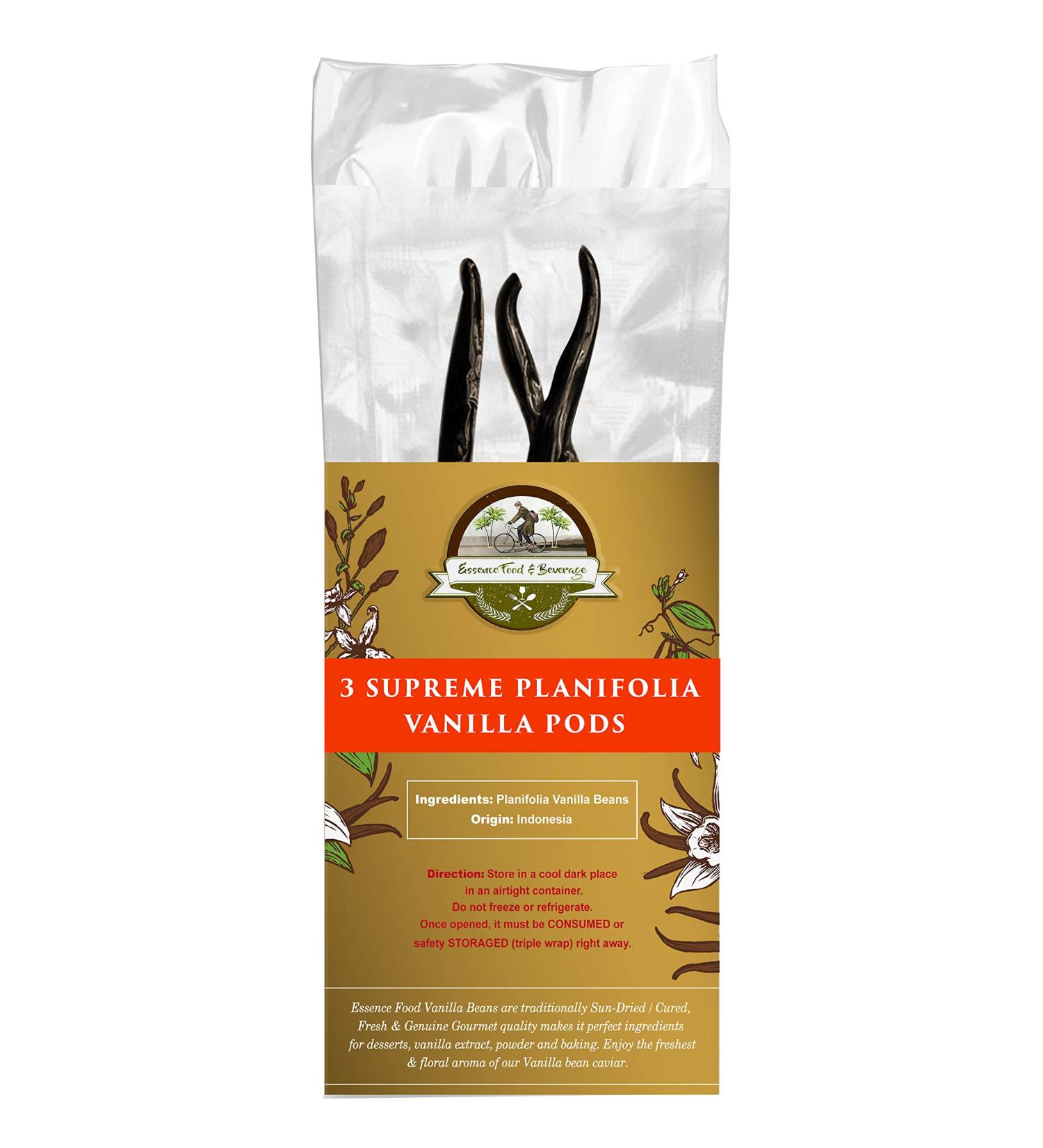 Grade A Vanilla Beans for Homemade Extract - 4-5 inches (3 Beans) - Buy Online on GoSupps.com