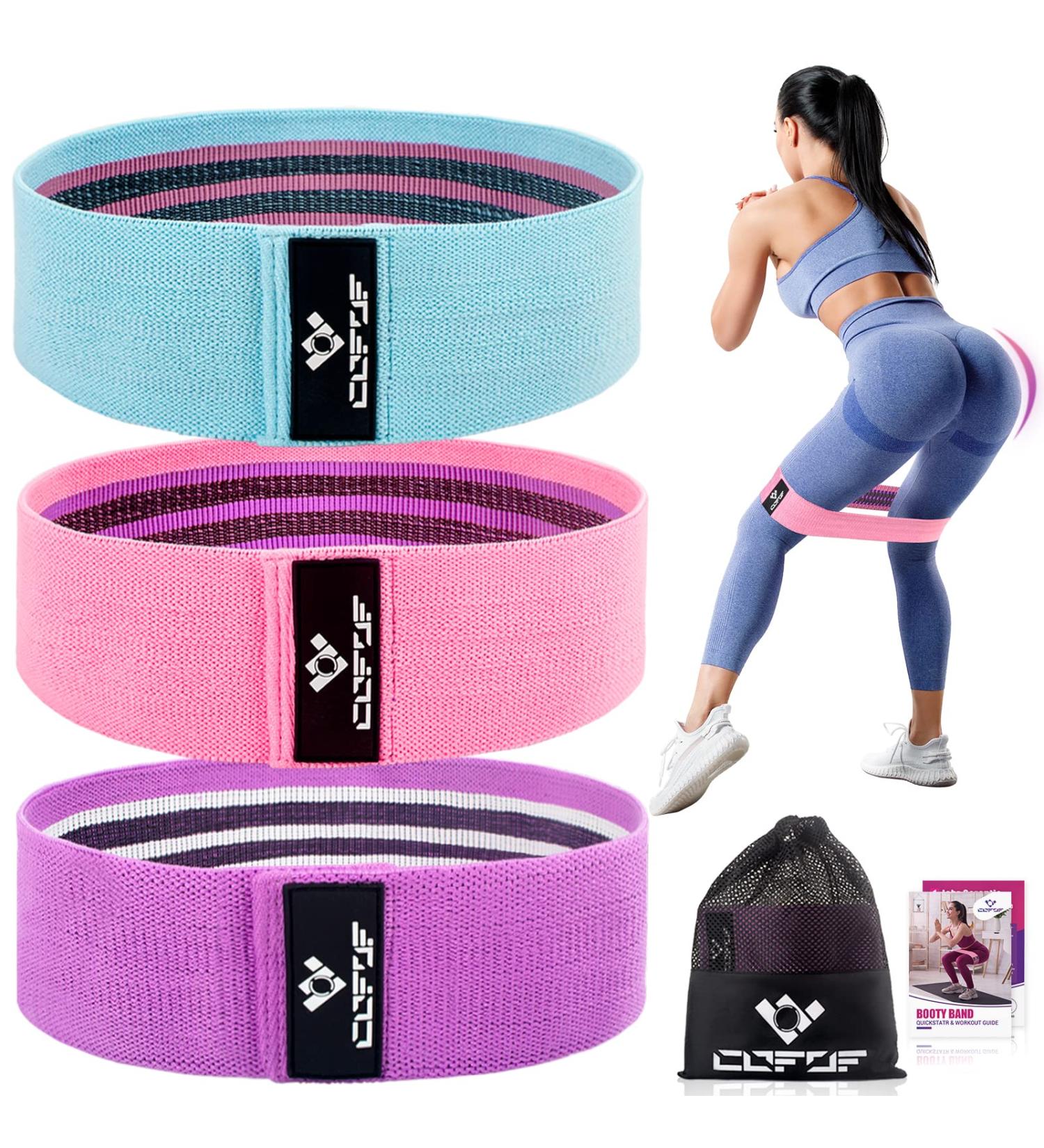 Buy Resistance Bands Set for Hip & Leg Training - Strength & Muscle Building - Fitness Bands in Blue Pink Purple - Buy Online on GoSupps.com