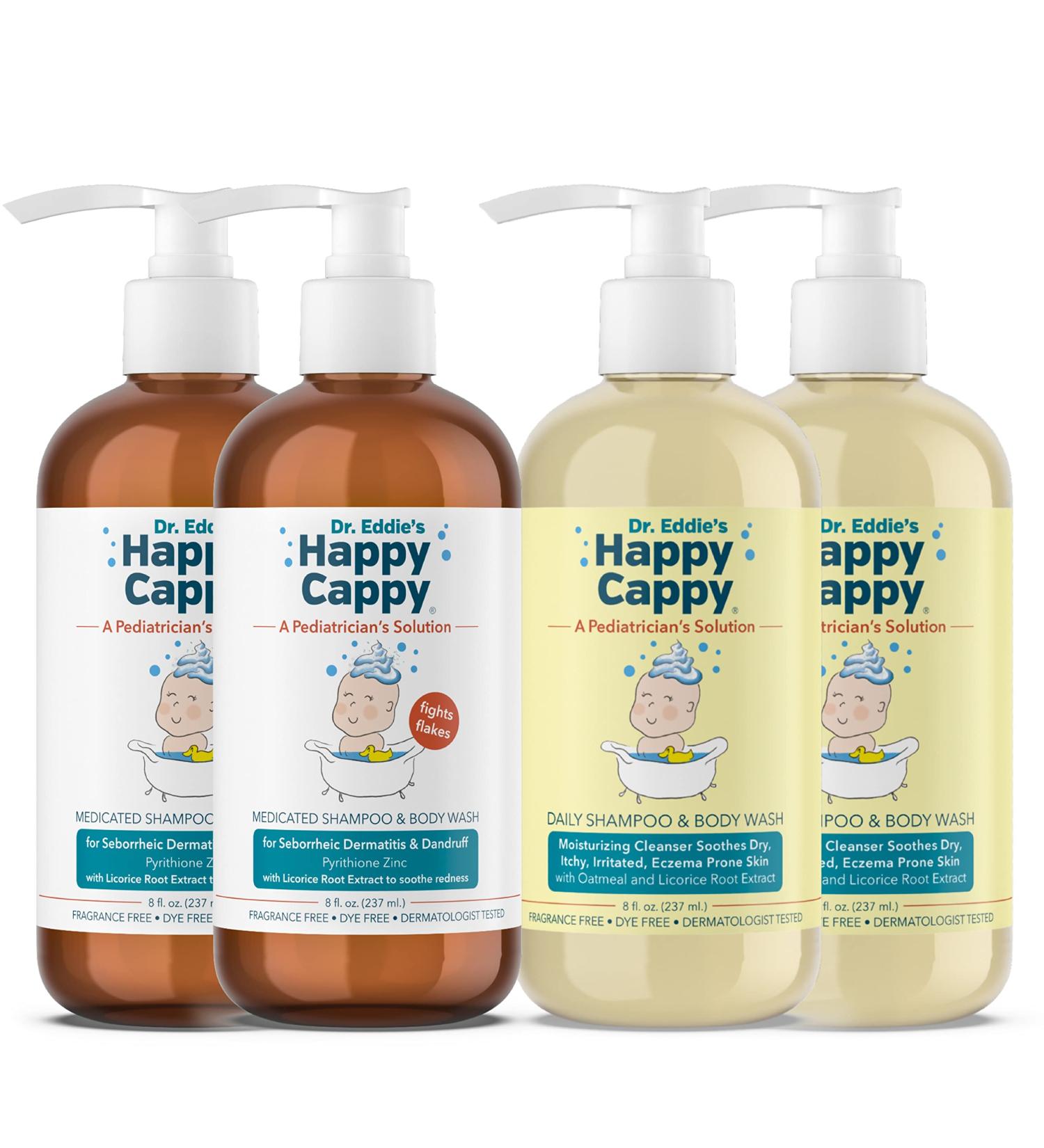 Happy Cappy Daily Medicated Shampoo and Body Wash Bundle - Baby Dandruff Shampoo, Helps Cradle Cap and Seborrheic Dermatitis, Reduces Redness, Dermatologist Tested, Fragrance-Free - 4 Pieces Bundle 8 Fl Oz (Pack of 4) - Buy Online on GoSupps.com