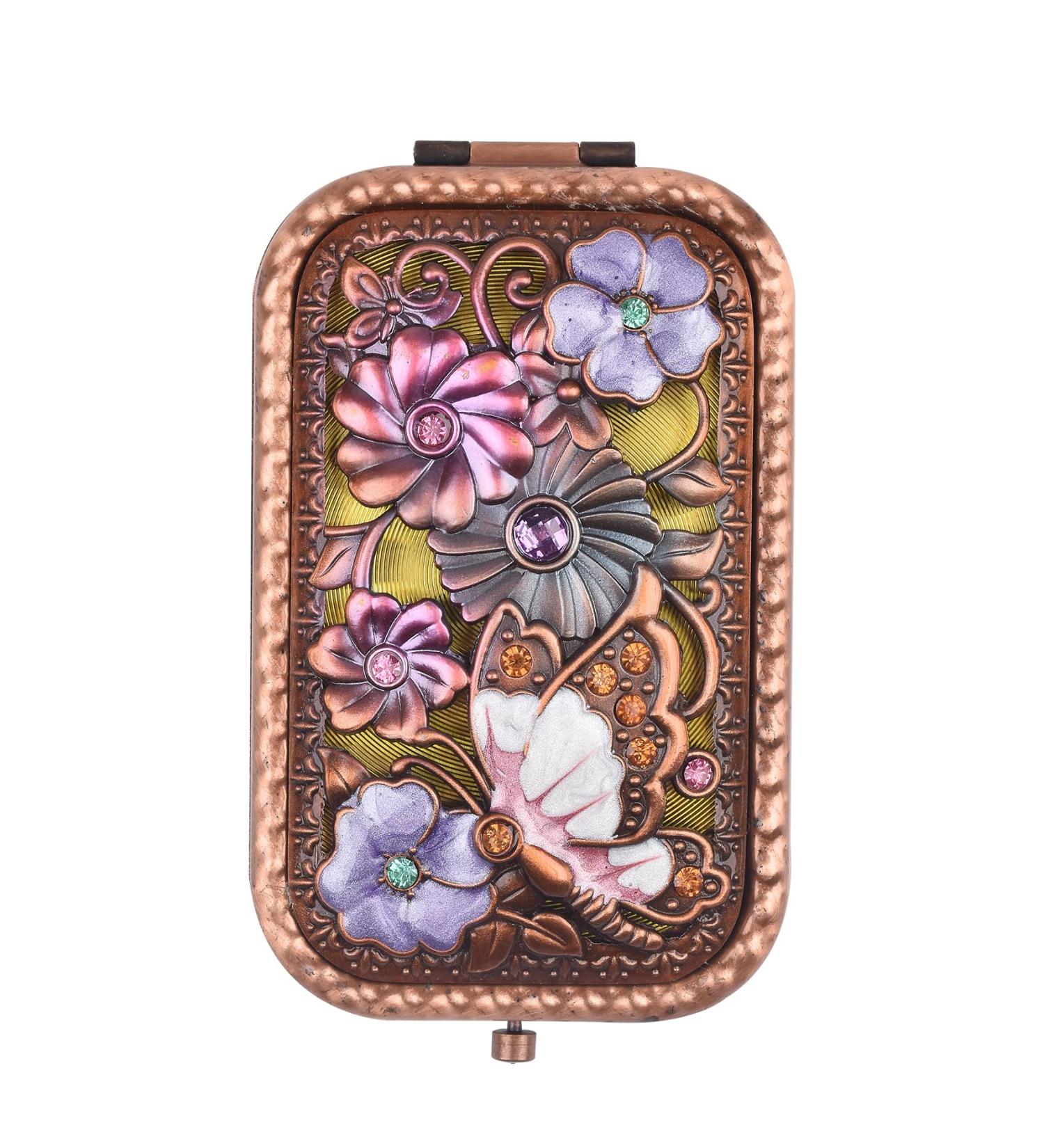 Vintage Travel Pocket Mirror - Gold Makeup Compact Mirror - Mini Folding Rectangle Mirror for Pocket, School Bag, Wallet - Perfect Gift - Buy Online on GoSupps.com