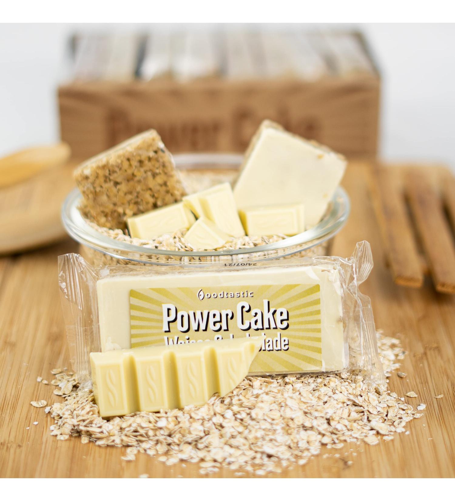 FoodTastic Power Cake Weisse Chocolate - Delicious Handmade Oat Bar | 10 x 120g Flapjack Energy Seals - Buy Online on GoSupps.com