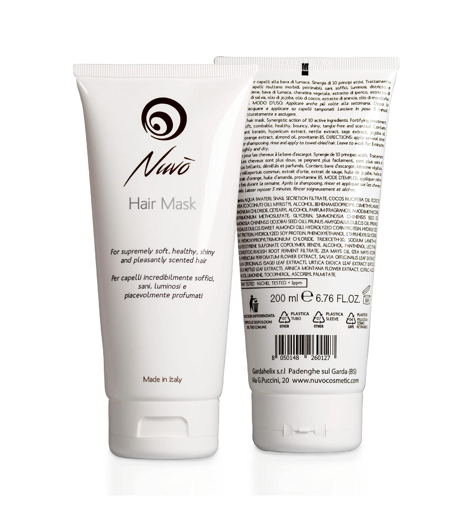 Nuvo Hair Mask with Snail Mucin & Herbal Keratin | Moisturizing Treatment for Dry Hair | Made in Italy - 200 ml - Buy Online on GoSupps.com