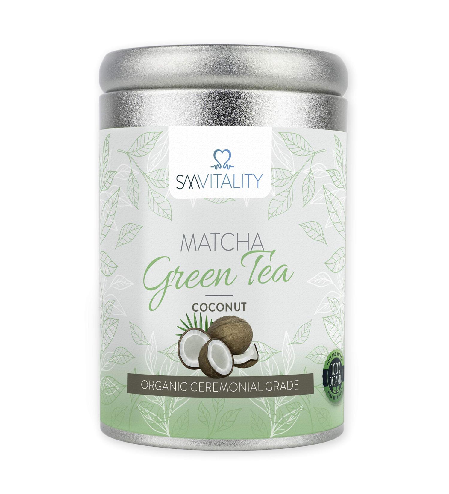 Organic Coconut Flavoured Matcha Green Tea Powder - 100g | Immunity & Metabolism Booster with Antioxidants and Vitamins - Buy Online on GoSupps.com