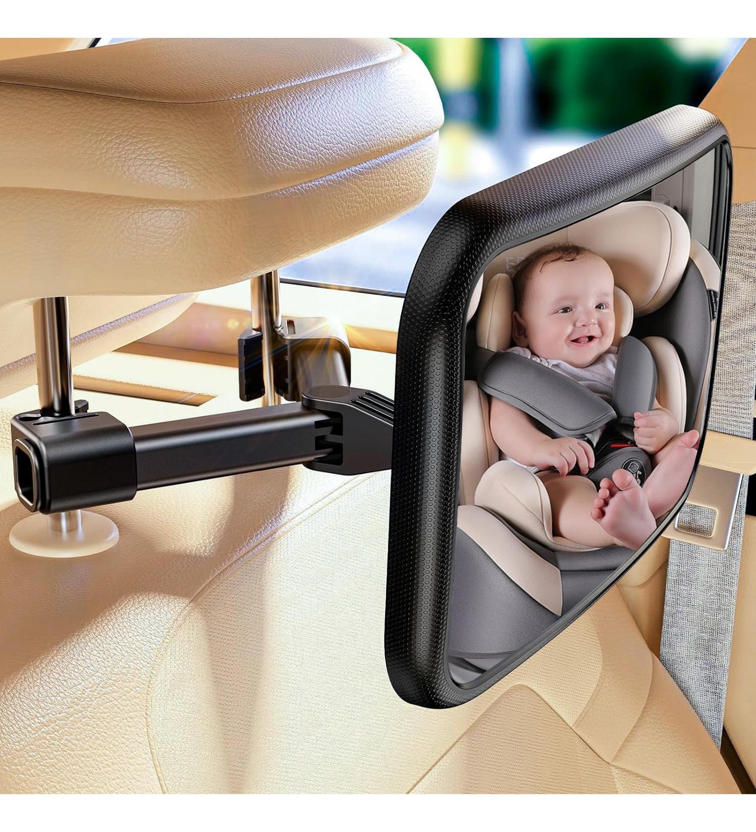 Evcgox 360 Rotatable Baby Car Mirror - Large Vision Back Seat Acrylic Mirror for Safe Parenting - Buy Online on GoSupps.com