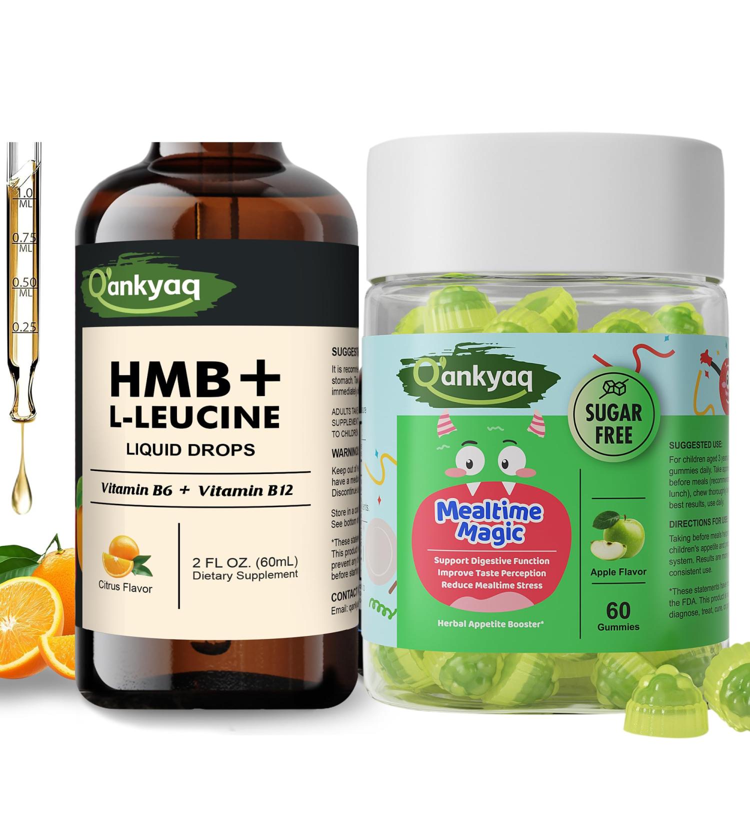 Q'ankyaq HMB L-Leucine Liquid Drops and Appetite Booster Gummies for Kids - Buy Online on GoSupps.com