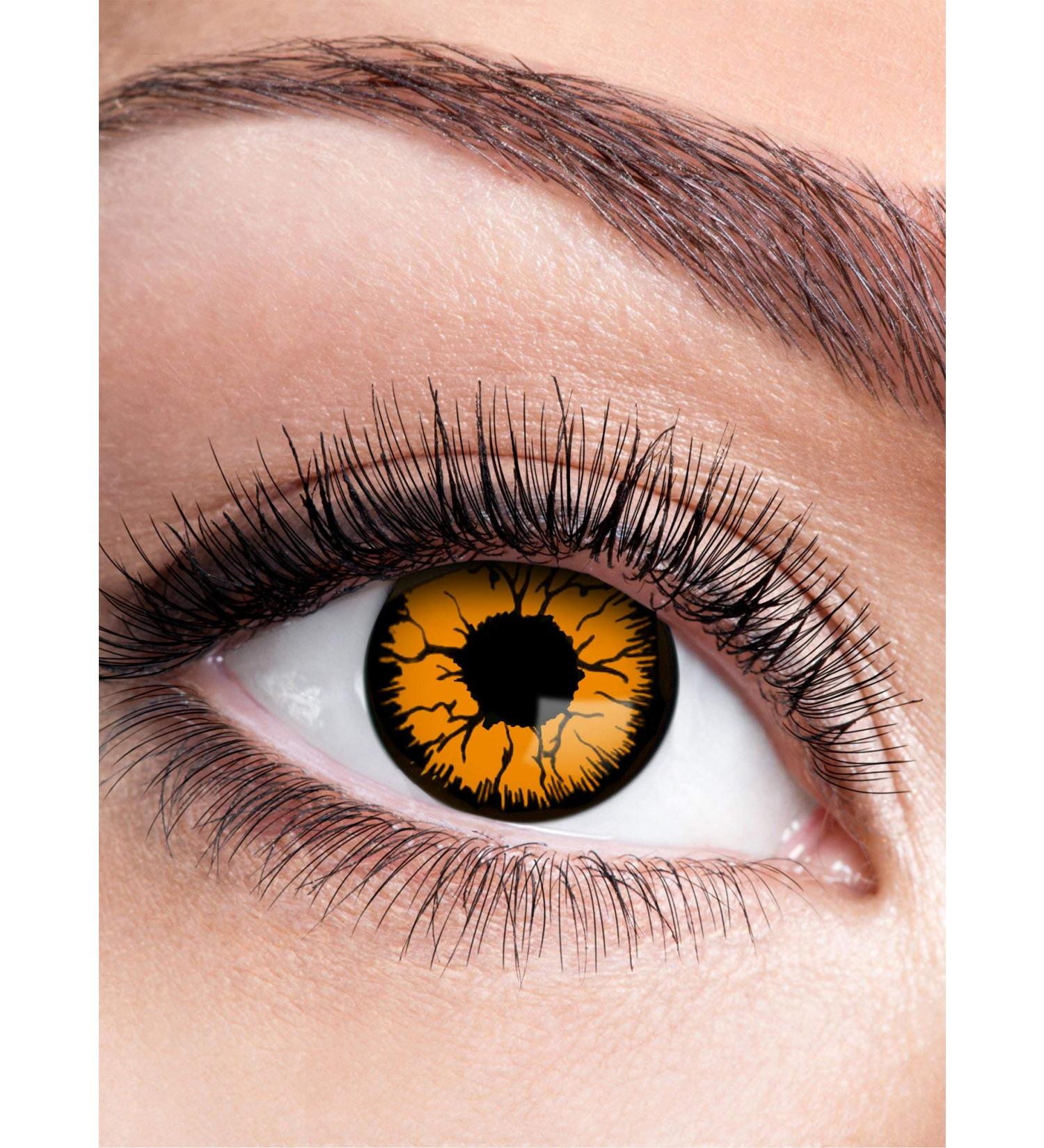 Pumpkin contact lens/annual lens with diopters - colored motif lens with preserve (1 piece) - dioptria: -3.5 - ideal for Halloween carnival motto party pumpkin -3.5 dioptria