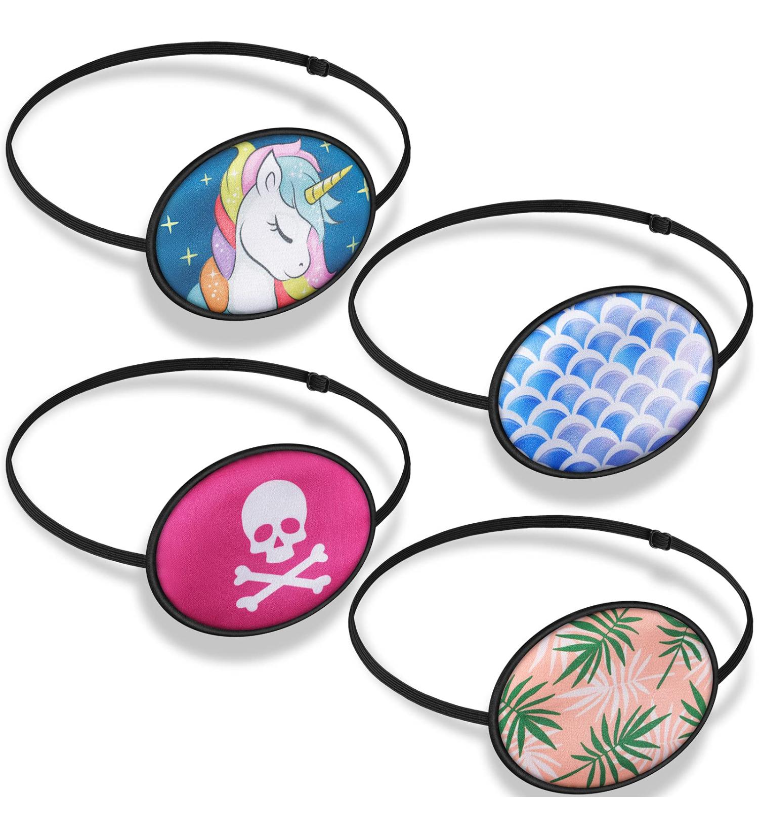 SATINIOR Silk Adjustable Eye Patch 4-Pack - Soft Lazy Eye Patches for Adults & Kids - Unicorn Skull Leaves Wave Design - Single Right or Left Pirate Eye Patch with Elastic Strap - Buy Online on GoSupps.com