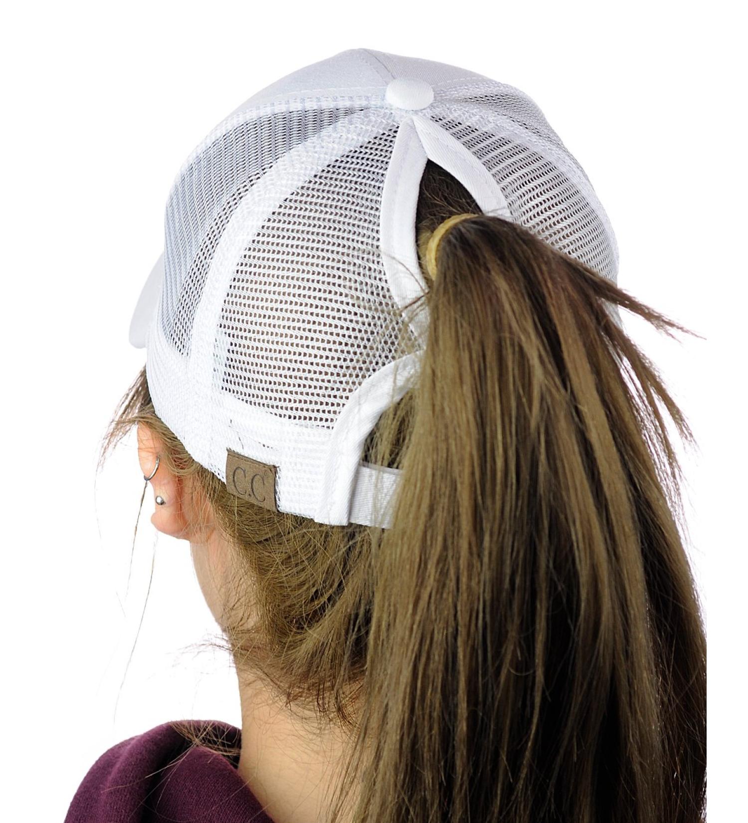 Ponycap Messy High Bun Ponytail Trucker Baseball Cap - White - Buy Online on GoSupps.com