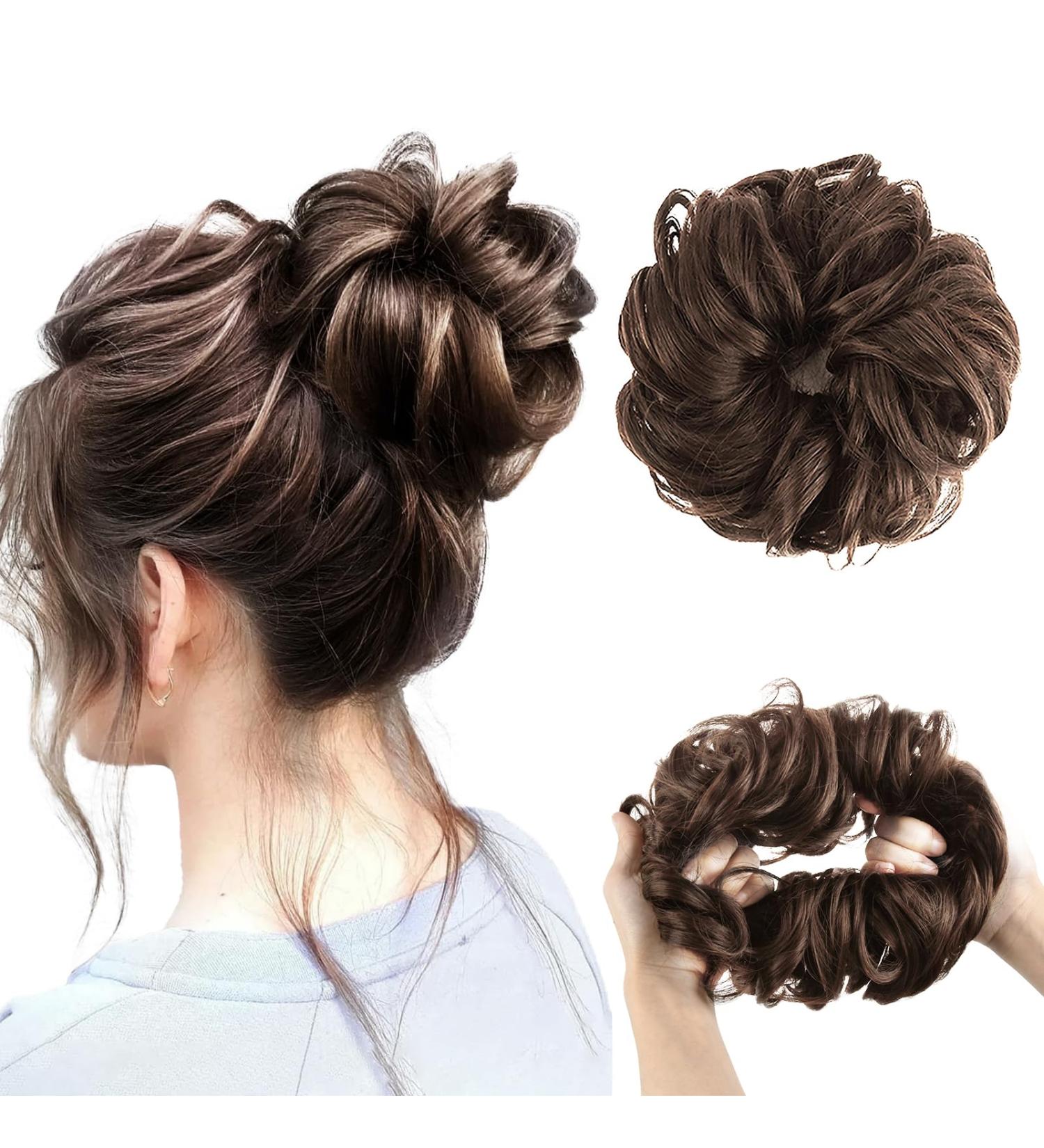 Vlasy Messy Bun Hair Piece Curly Wavy Scrunchie Extension - 60g 8# Synthetic Chignon Accessory Updo for Women and Girls - Buy Online on GoSupps.com
