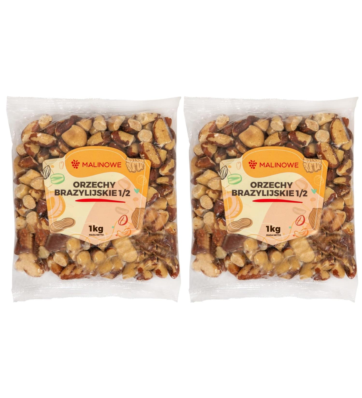 Buy Halved Natural Brazil Nuts 2x1kg - Malinowe | Premium Quality No Shell Ship Internationally - Buy Online on GoSupps.com