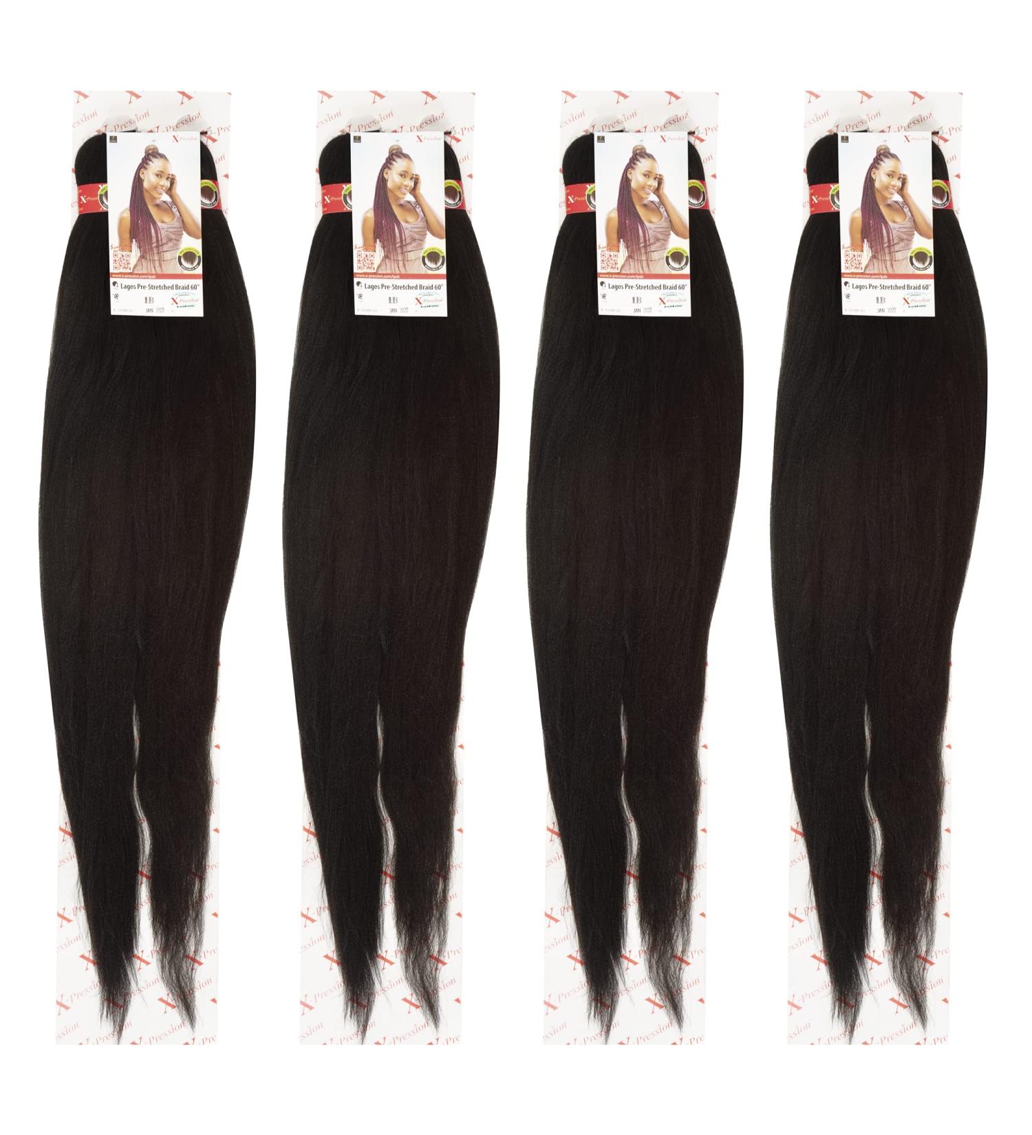 NEW 60 INCH PRE-PULLED XPRESSION LAGOS BRAID PRE-PULLED Hair Extension 60 2Pack (Colour 1B Natural Black) 1B (Natural Black) 60 inches - Buy Online on GoSupps.com