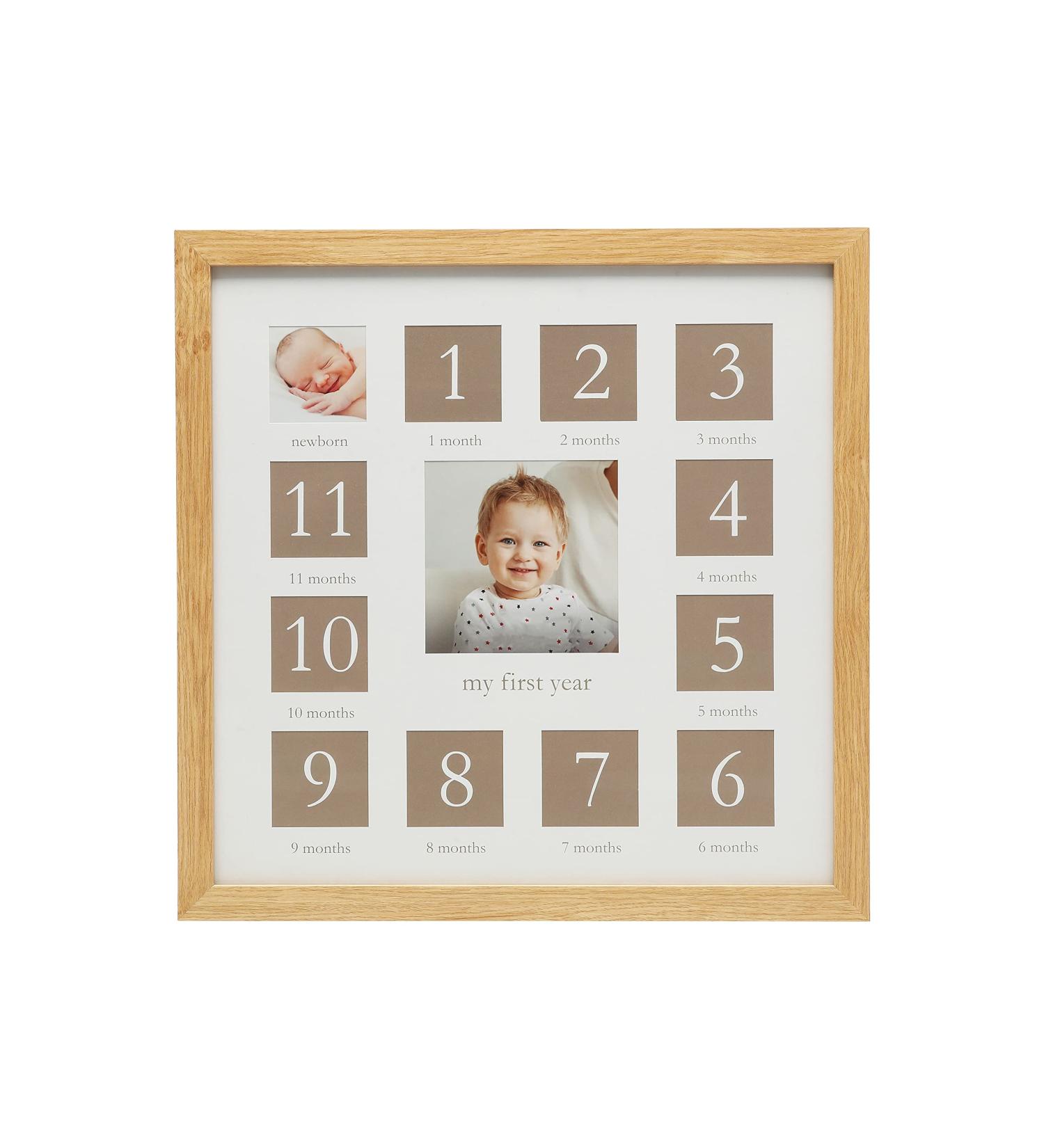 Kate & Milo Baby's First Year Frame - Monthly Growth Keepsake - Gender-Neutral Nursery Decor - Classic Wood Picture Frame - Buy Online on GoSupps.com