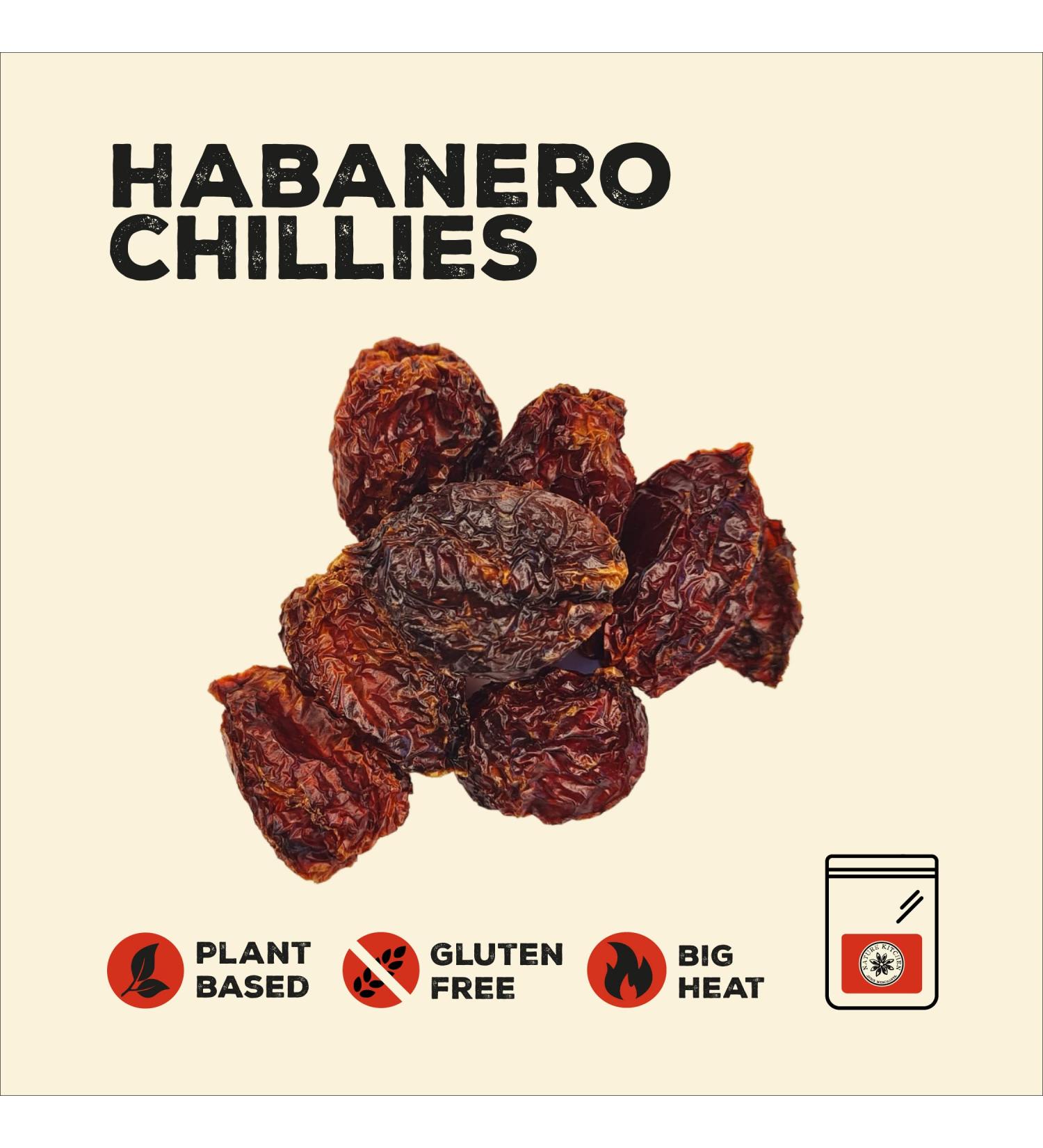 Nature Kitchen Chilli Whole Habanero 100G - Large Gluten-Free Vegan Seasoning Spice Blend for Everyday Cooking - Marinades, Sauces, Frying, Baking, or Grilling - Buy Online on GoSupps.com