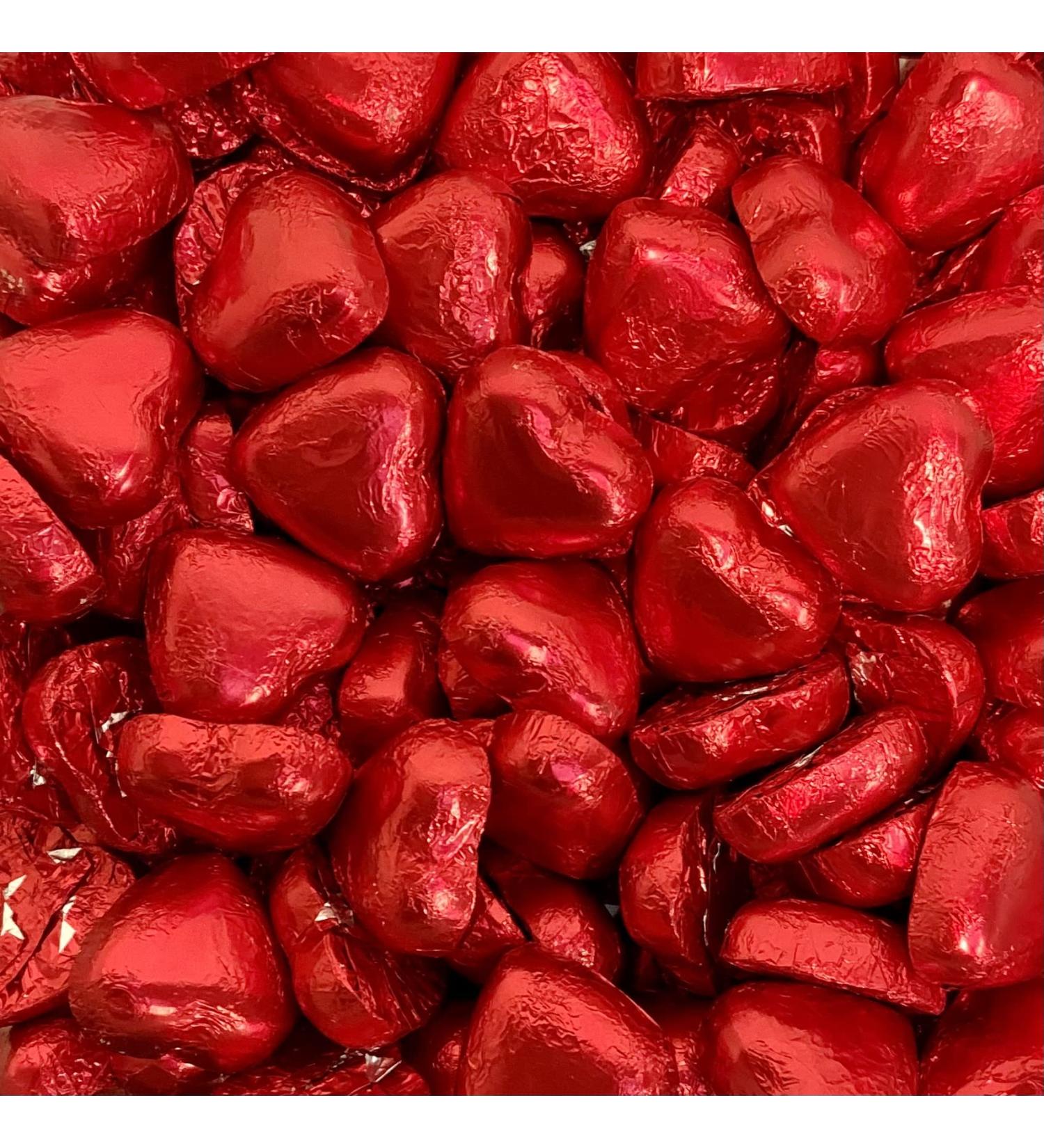 50 x Red Foiled Hearts (Valentines) Share Bag by The Gourmet Sweet Company