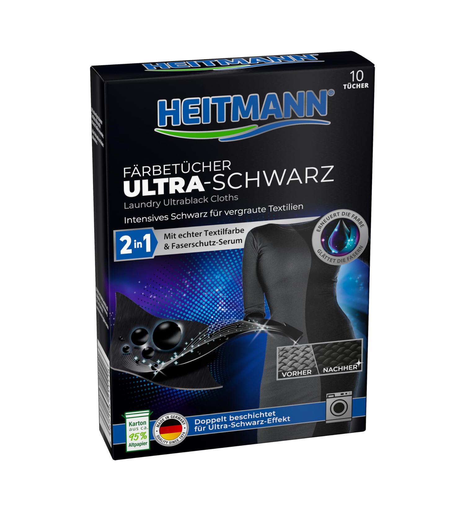 HEITMANN Ultra Black Dyeing Cloths - Pack of 10 for Deep Rich Color - Ideal for All Fabrics - International Shipping Available - Buy Online on GoSupps.com
