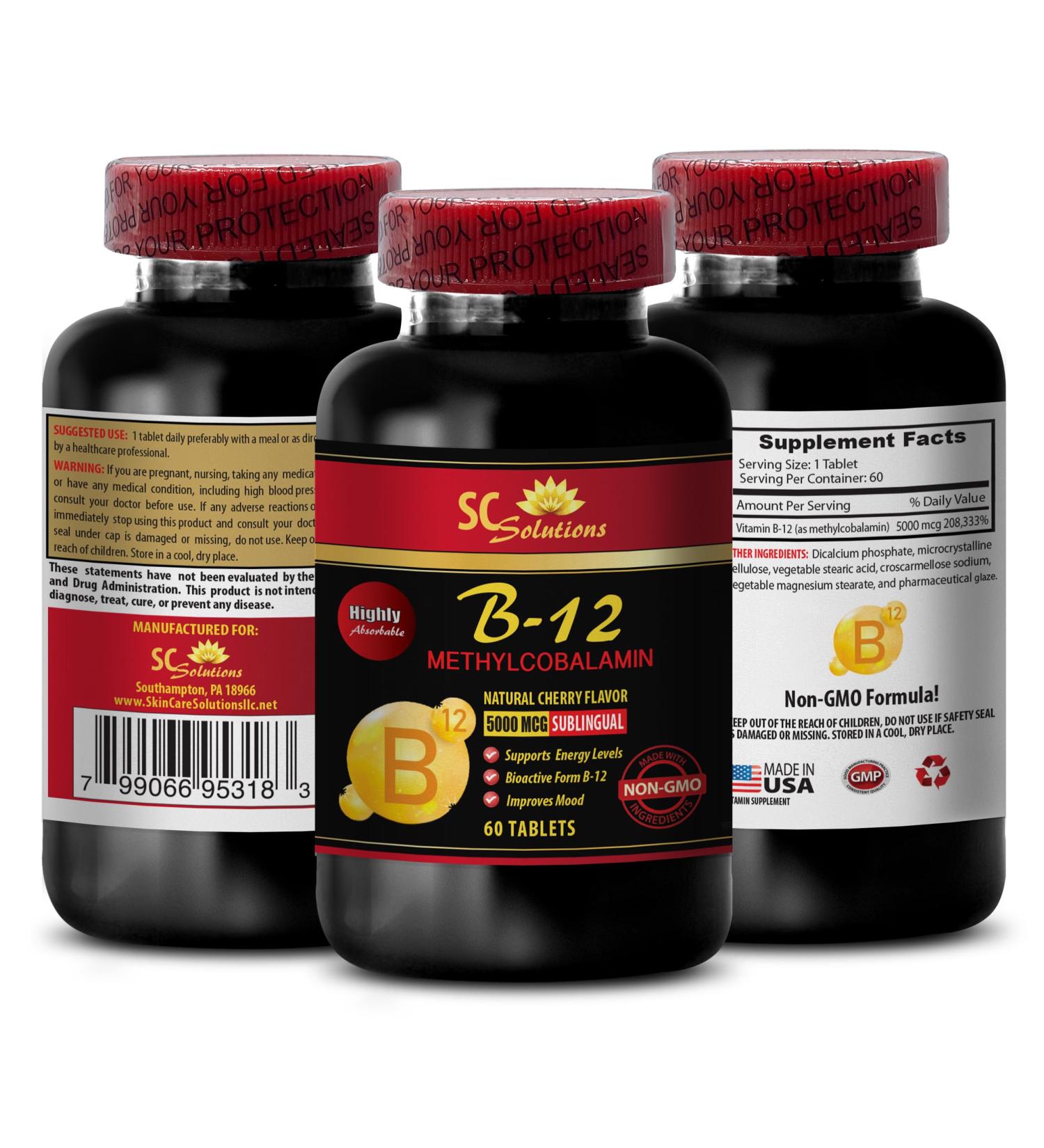vitamin b12 - METHYLCOBALAMIN VITAMIN B-12 5000 - best energy supplements for women energy vitamins for women immune support capsules vitamin b 12 metabolism immune support - 1 Bottle 60 Tablets - Buy Online on GoSupps.com