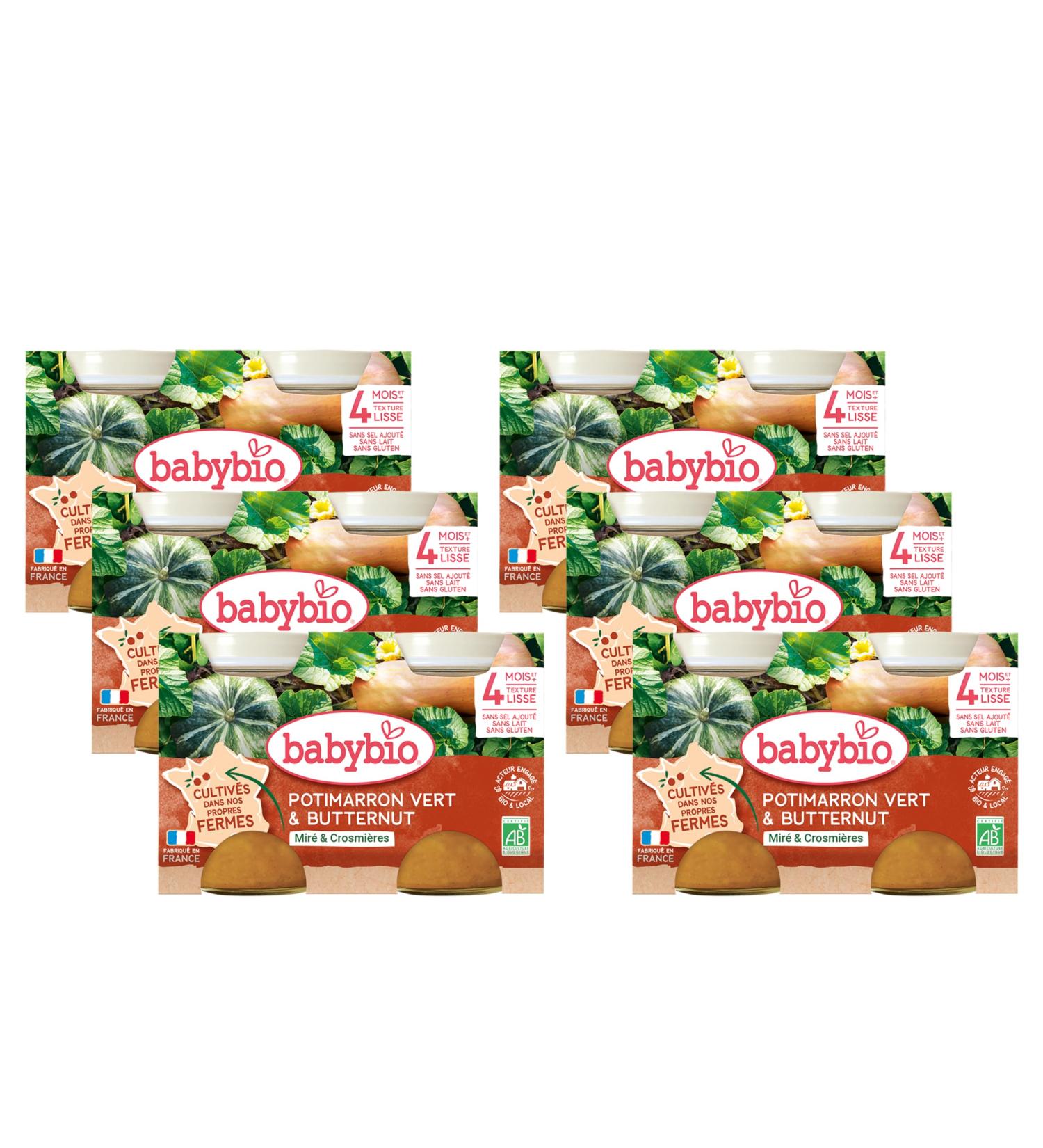 Babybio - Green Pumpkin and Butternut Squash from our Farm - 4+ months - Pack of 6 - Buy Online on GoSupps.com