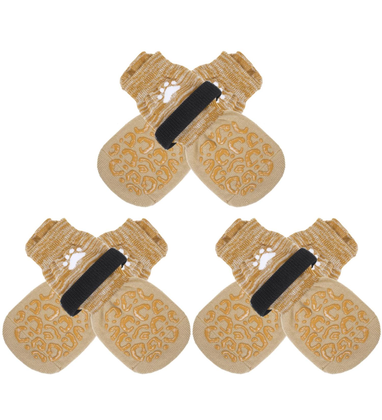 Expavloric Dogs Anti-Slip Pfot Protection - Adjustable Straps for Better Traction on Wood Floors | Soft Elastic Fabric | Size L - Beige - Buy Online on GoSupps.com