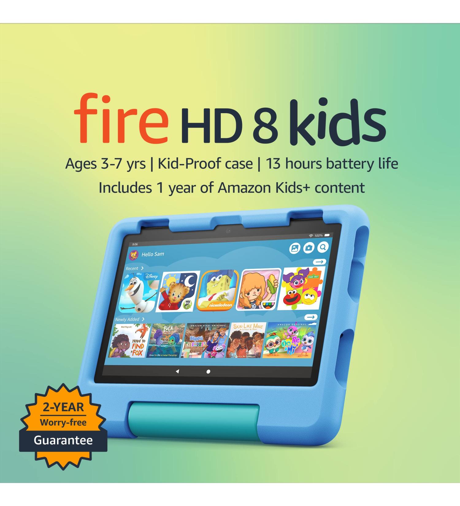Amazon Fire HD 8 Kids tablet  8" HD display  ages 3-7  includes 2-year worry-free guarantee  Kid-Proof Case  32 GB  (2022 release)  Blue 32 GB Blue Fire HD 8 Kids - Buy Online on GoSupps.com