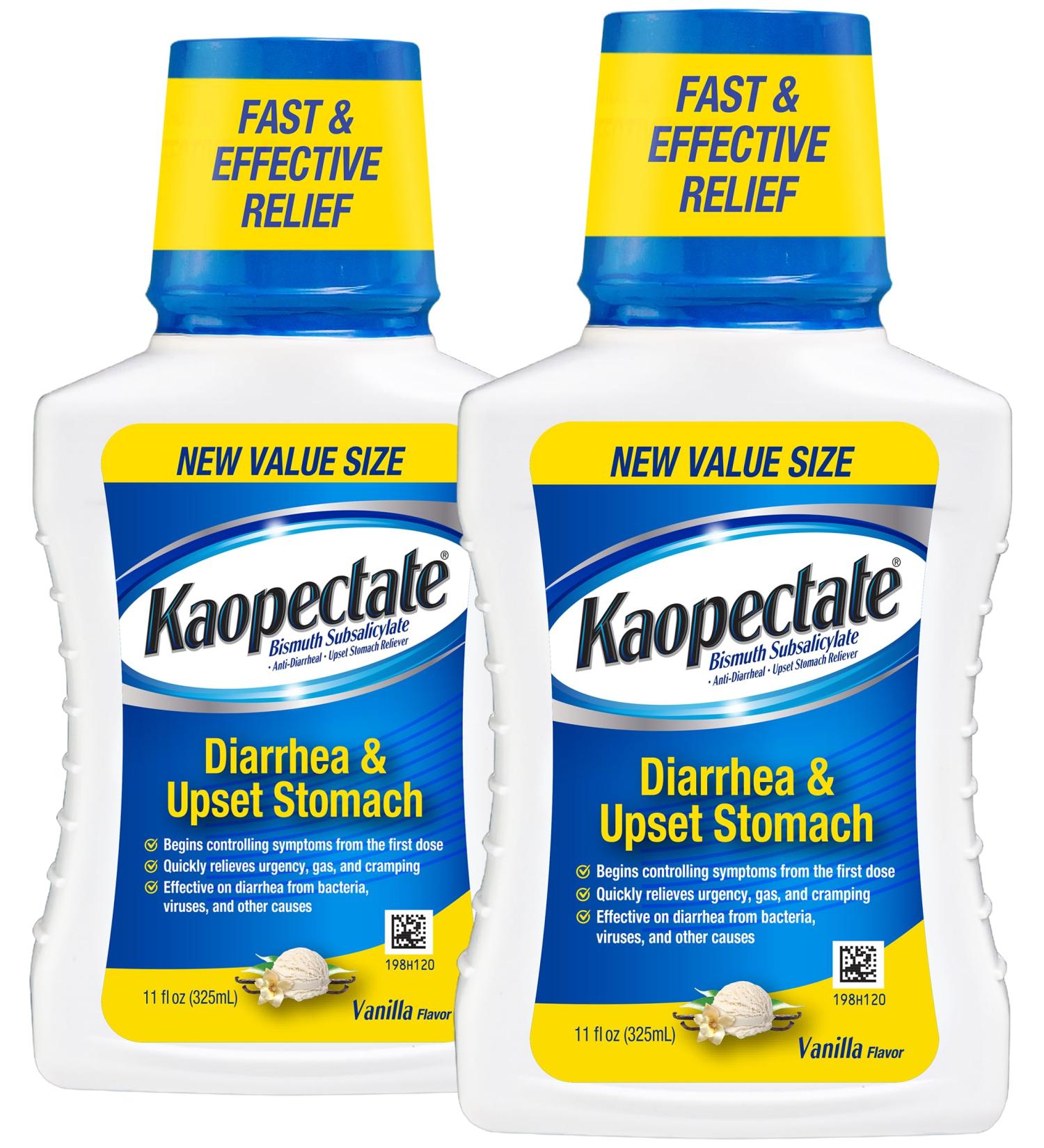 Kaopectate Vanilla Multi-Symptom - Diarrhea Medication for Adults with Bismuth Subsalicylate Anti-Diarrhea Medicine for Stomach Relief - 11oz (Pack of 2) Vanilla 11 Fl Oz (Pack of 2) - Buy Online on GoSupps.com