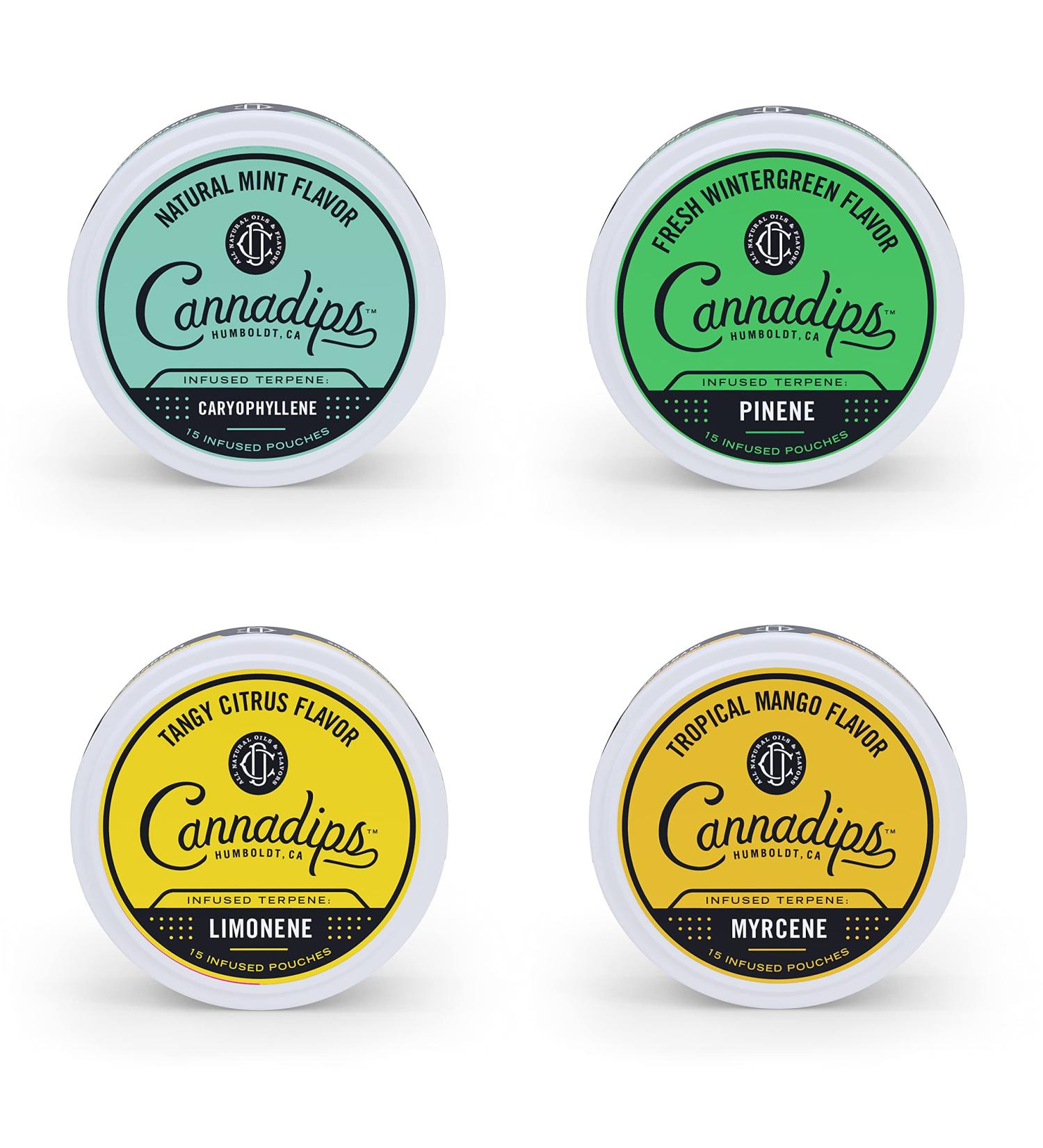 Cannadips Terpene Infused Nicotine-Free Dip Pouches - 4-Can Variety Pack | Made In USA - Buy Online on GoSupps.com