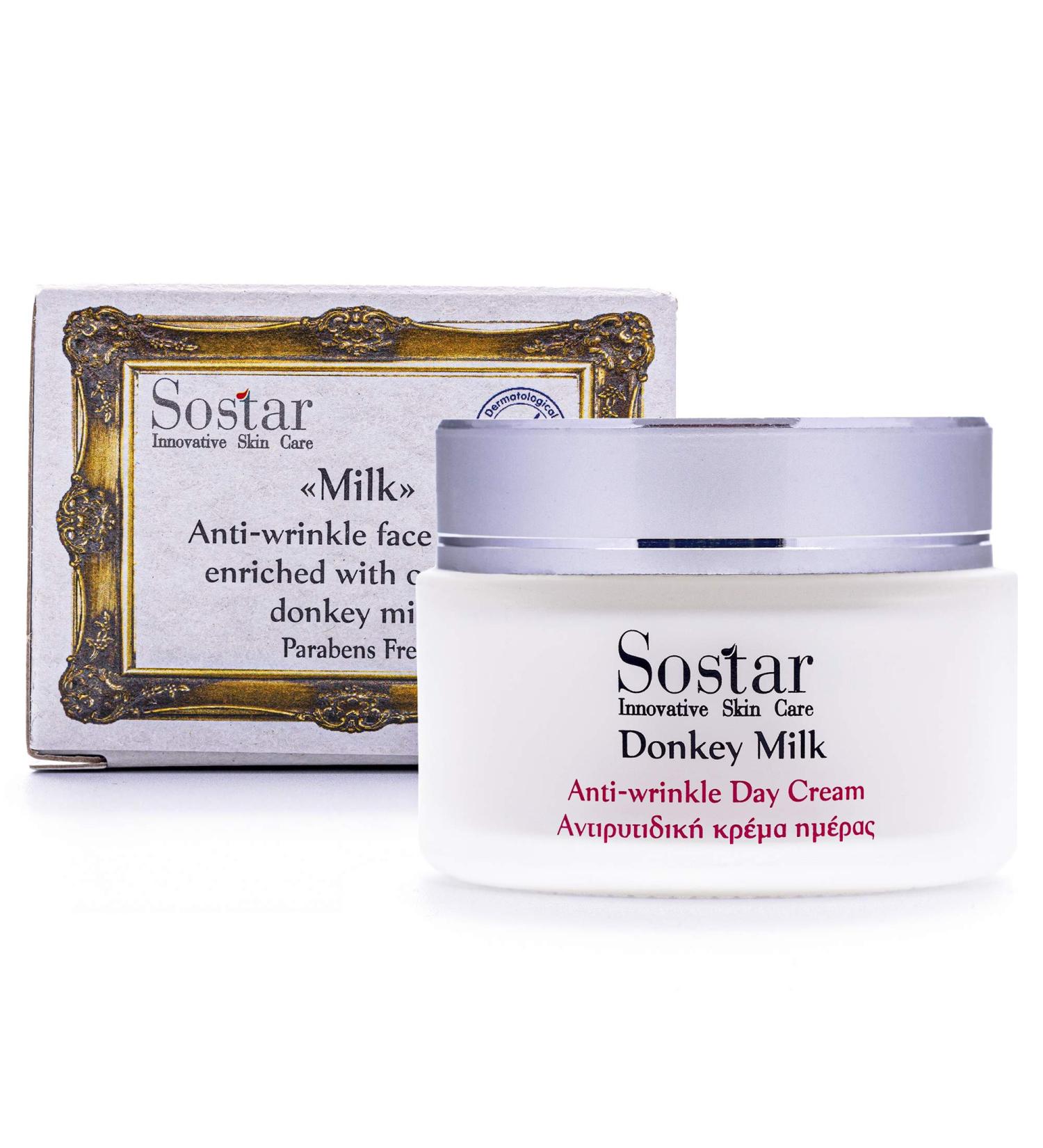 Sostar Anti-Wrinkle Face Day Cream with Donkey Milk Intensive Natural Anti-Aging Face Cream That Reduces Signs Of Ageing - Suitable for Mature & All Skin Types. - Buy Online on GoSupps.com