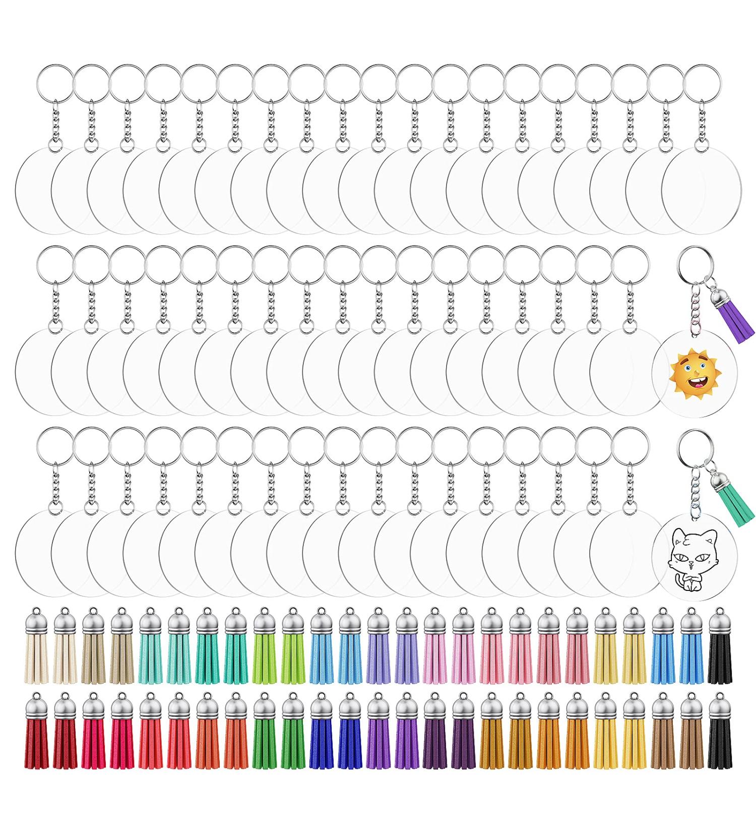 JIARON Acrylic Blank Keychains  200Pcs Acrylic Blank Keychain kits with 50 Pcs Acrylic Keychain Blanks  50 Pcs Keychain Tassels 50 Pcs Key Rings with Chain and 50 Pcs Jump Rings for DIY Keychain - Buy Online on GoSupps.com
