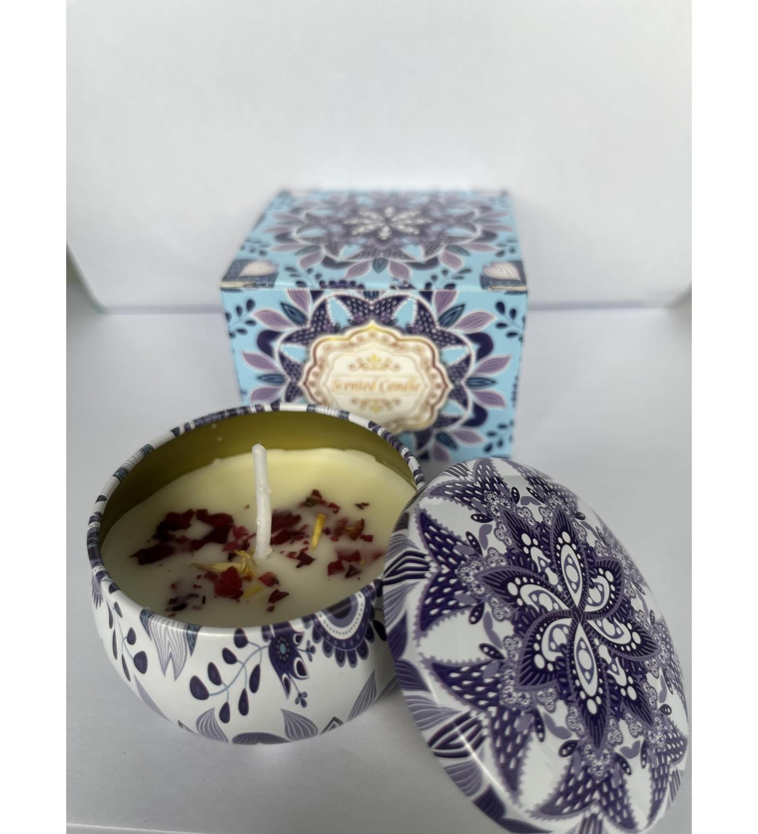 Scented Candles for Men Violet Relaxing Candle Vanilla Candle in Black Glass Jar Anniversary Romantic Gifts for Him 3oz