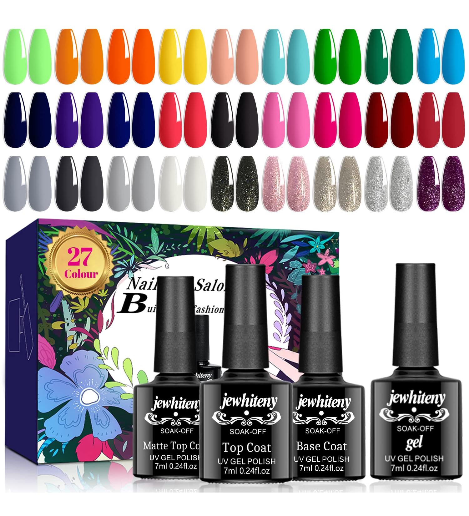 JEWHITENY 30PCS Gel Nail Polish Kit - 27 Colors Set for Manicure & Nail Art - Soak Off Gel Polish for Salon/Home Starter Kit - Buy Online on GoSupps.com
