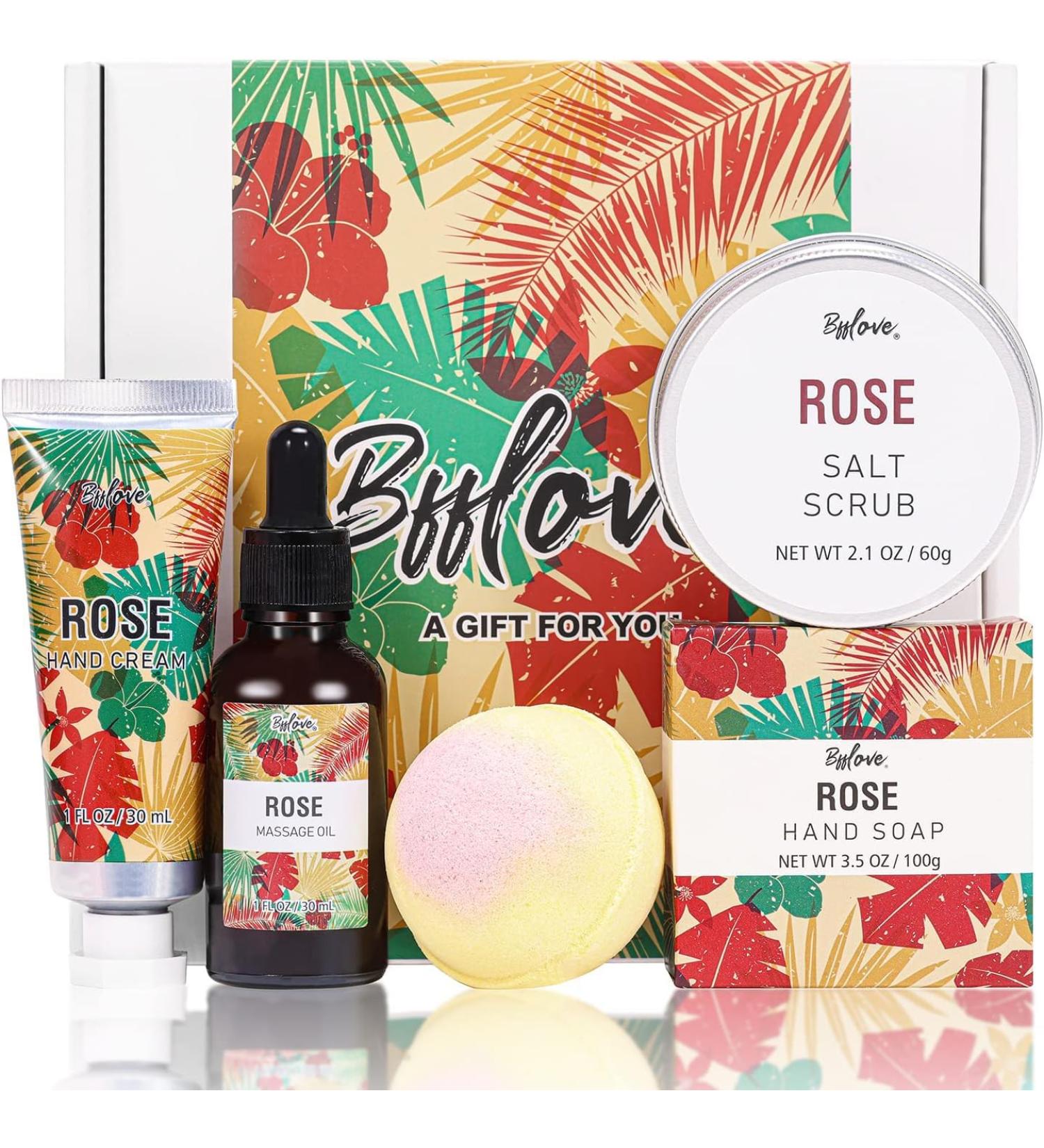 5-Piece Women's Bathroom Set - Mother's Day Gift Spa Beauty Set Rose Fragrance Travel Size | Birthday Present with Bath Salts & Bombs - Buy Online on GoSupps.com