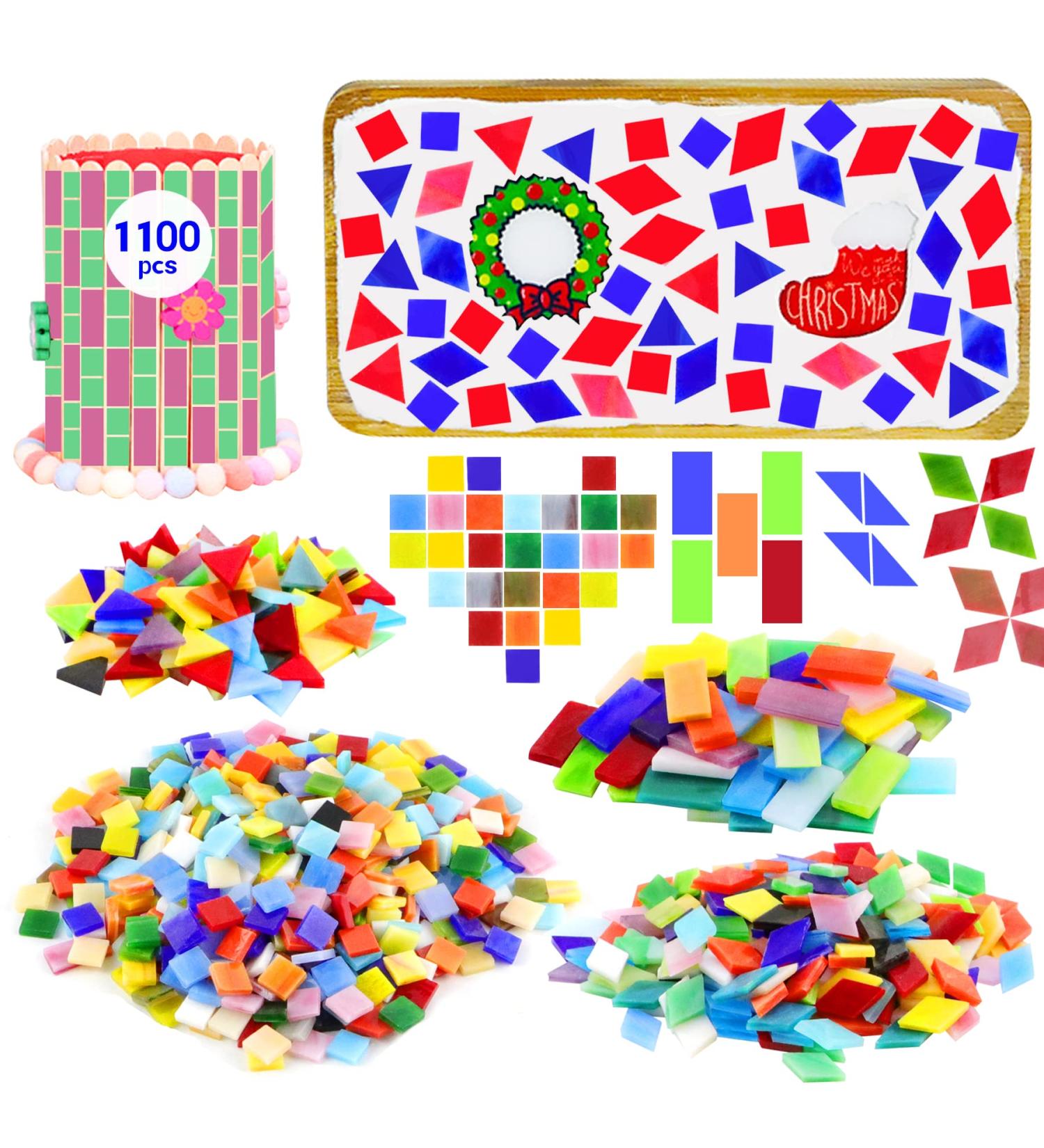 Csdtylh 1100 Pcs Stained Glass Mosaic Tiles for Crafts - Bulk Mosaic Supplies for Home Decoration and DIY Projects - Mixed Shapes - Buy Online on GoSupps.com