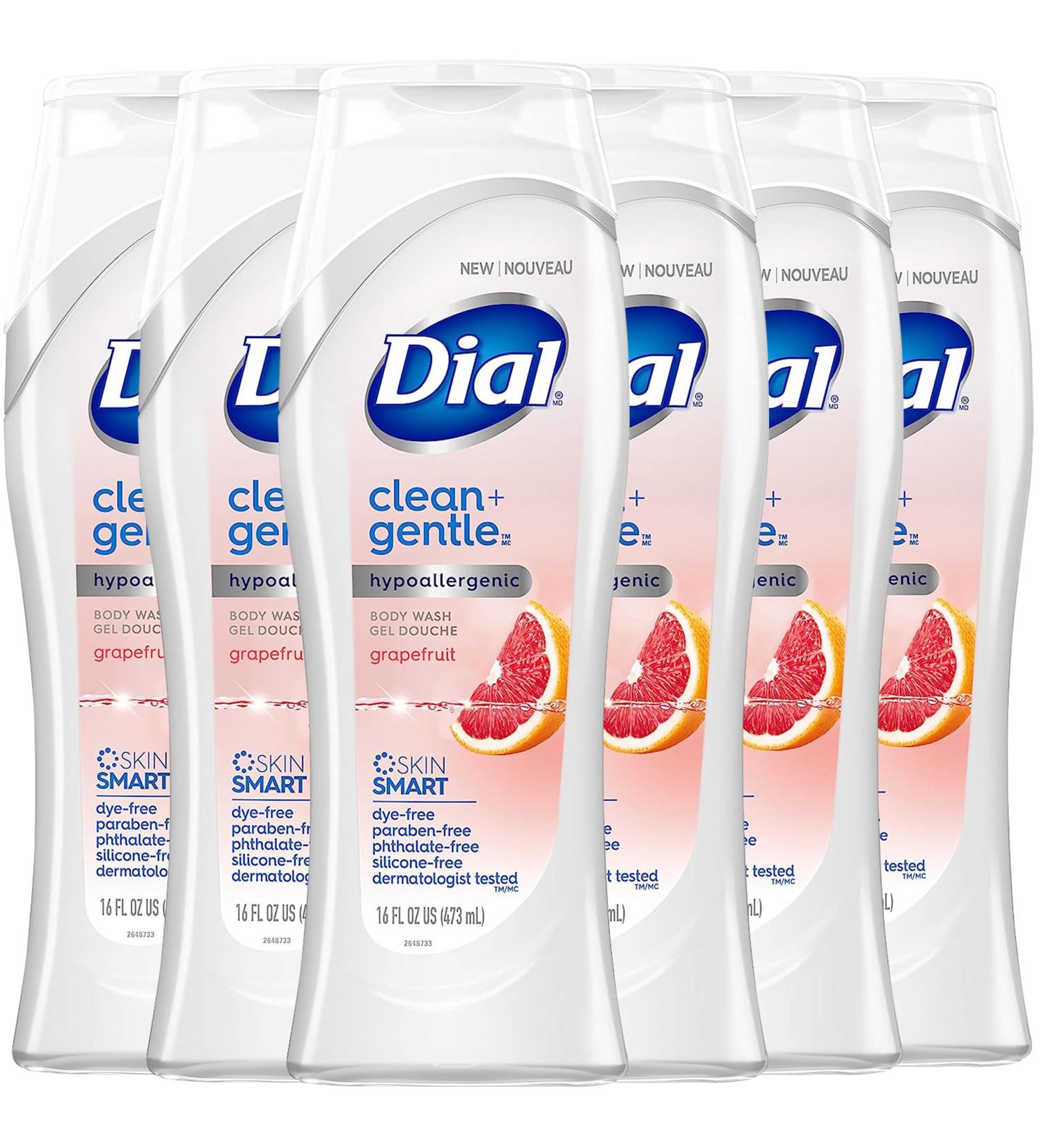 Dial Clean + Gentle Body Wash - Grapefruit Scent Hydrating & Moisturizing 16 fl oz (Pack of 6) | International Shipping Available - Buy Online on GoSupps.com