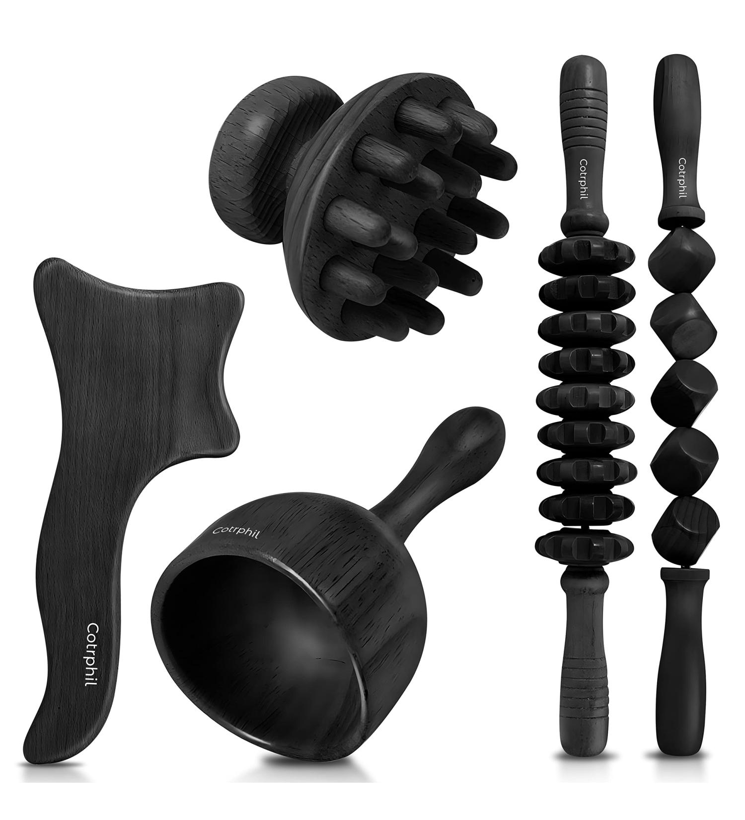Holz Therapy Massage Tools Kit - Black Lymphatic Drainage Device for Muscle Relaxation & Body Contouring | Anti-Cellulite Maderoterapia Tools - Buy Online on GoSupps.com