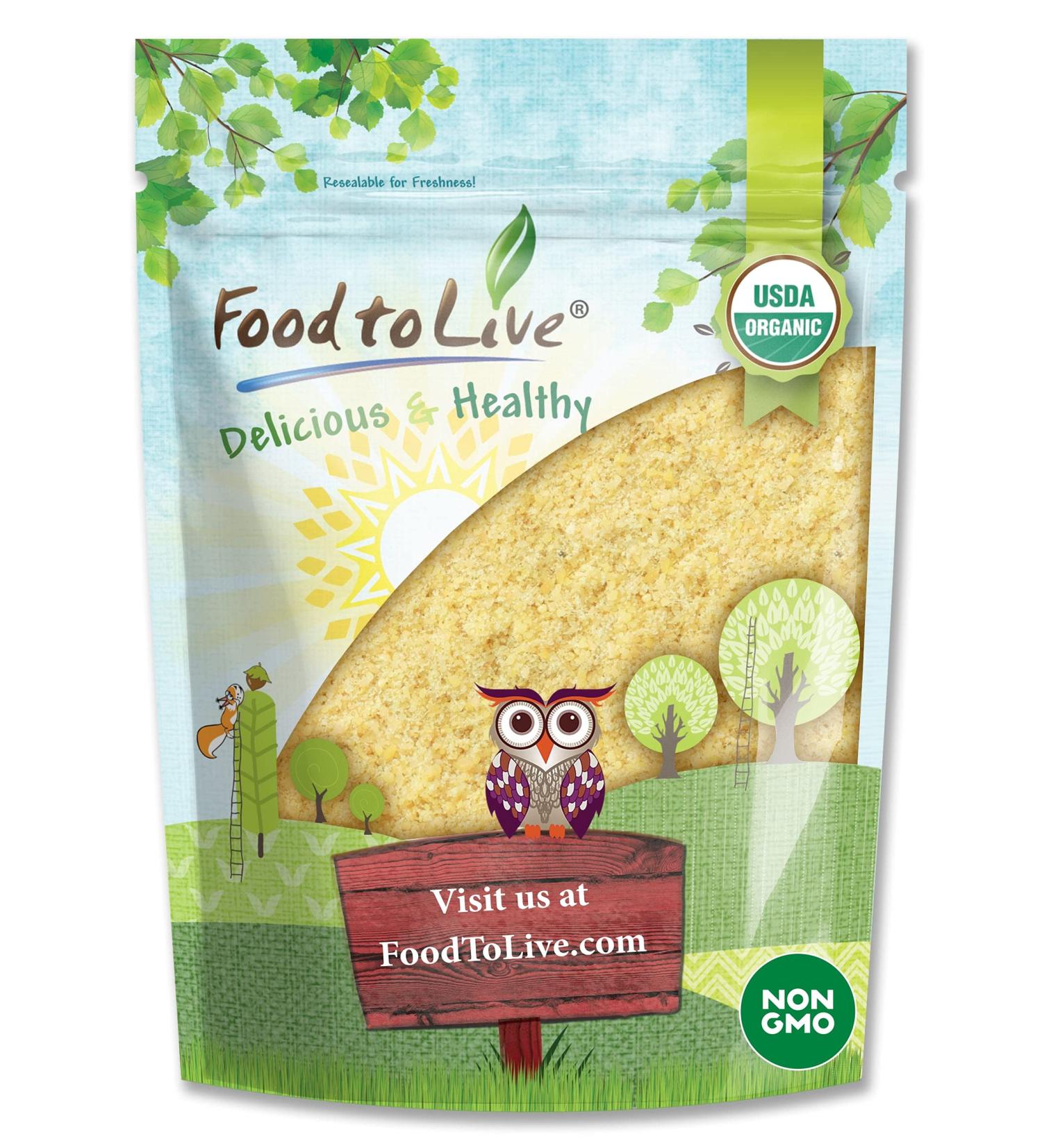 Organic Old Fashioned Cornmeal 2.5 Pounds - Non-GMO Whole Grain Meal - Vegan & Kosher - Made in USA - Great for Baking Cornbread, Pancakes, & Tortillas - Buy Online on GoSupps.com