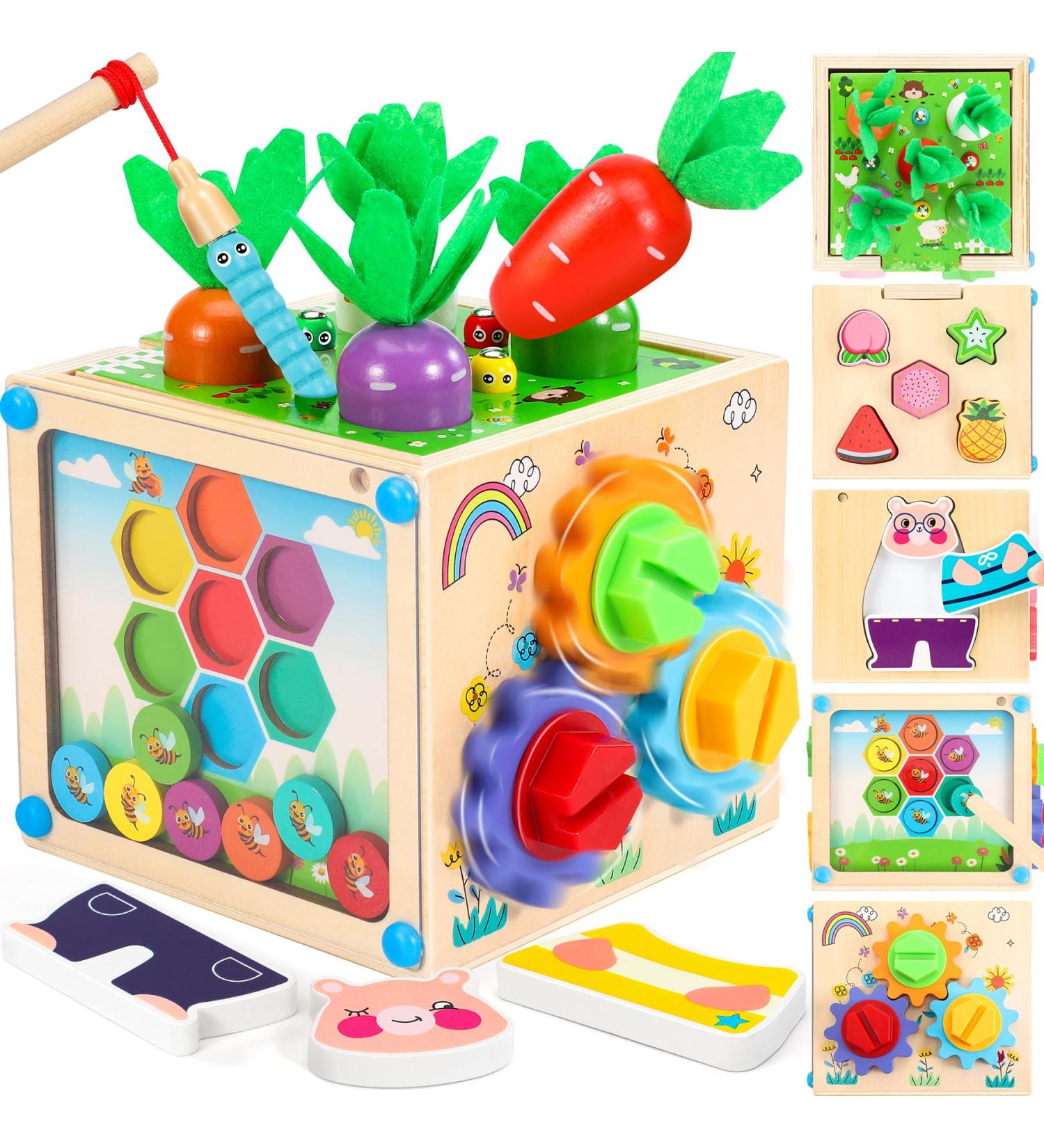 CoolJoya 6-in-1 Montessori Wooden Motor Cubes | STEM Toys for Toddlers | Perfect Gift for Boys & Girls Ages 1+ - Buy Online on GoSupps.com