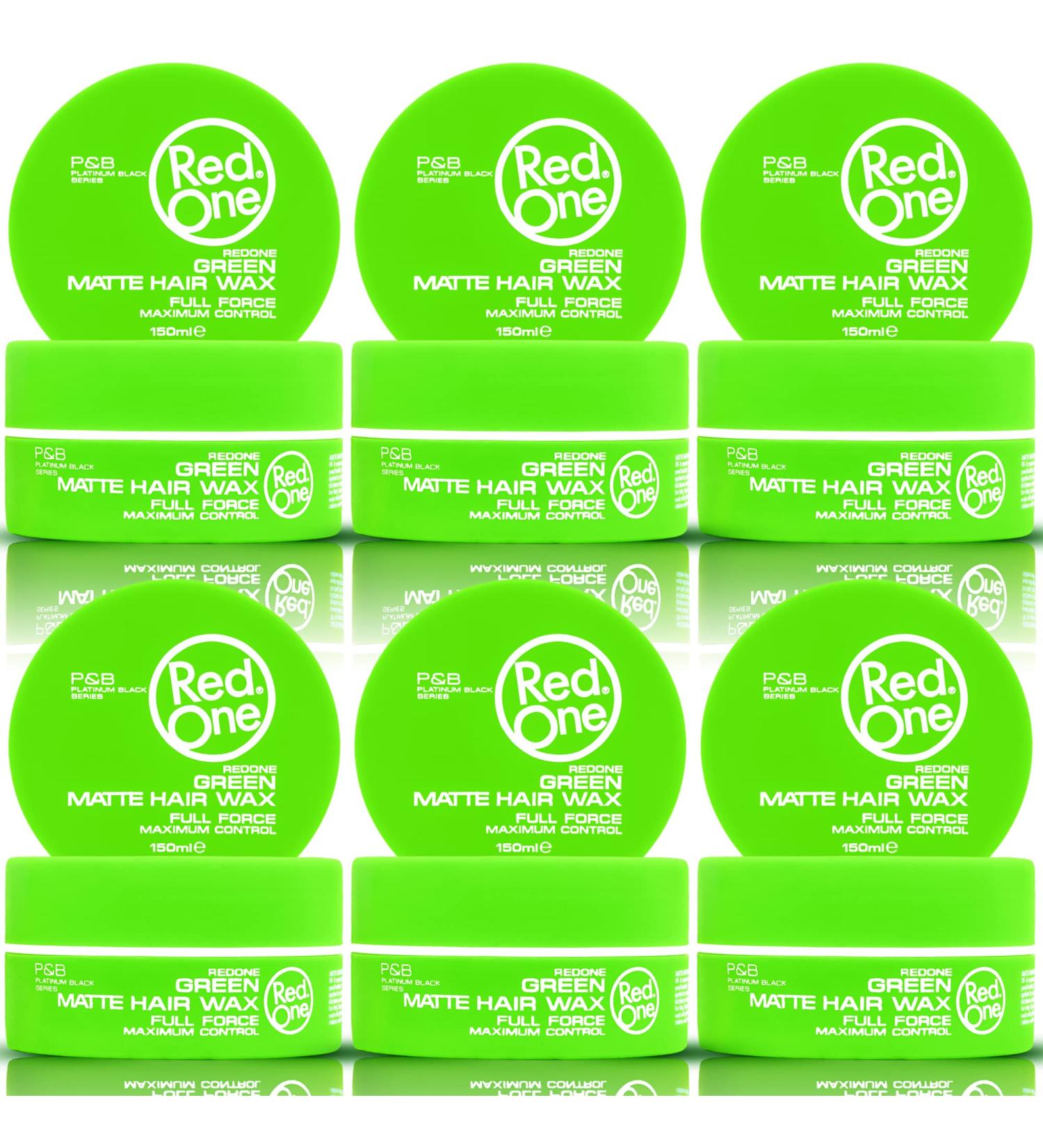 RedOne Green Matte Styling Wax 150 ml | Matte Effect | No Shine | Wax | Ultra Strong Hold | Styling Wax for Men and Women | Coconut Scent | Maximum Control | Pack of 6 - Buy Online on GoSupps.com