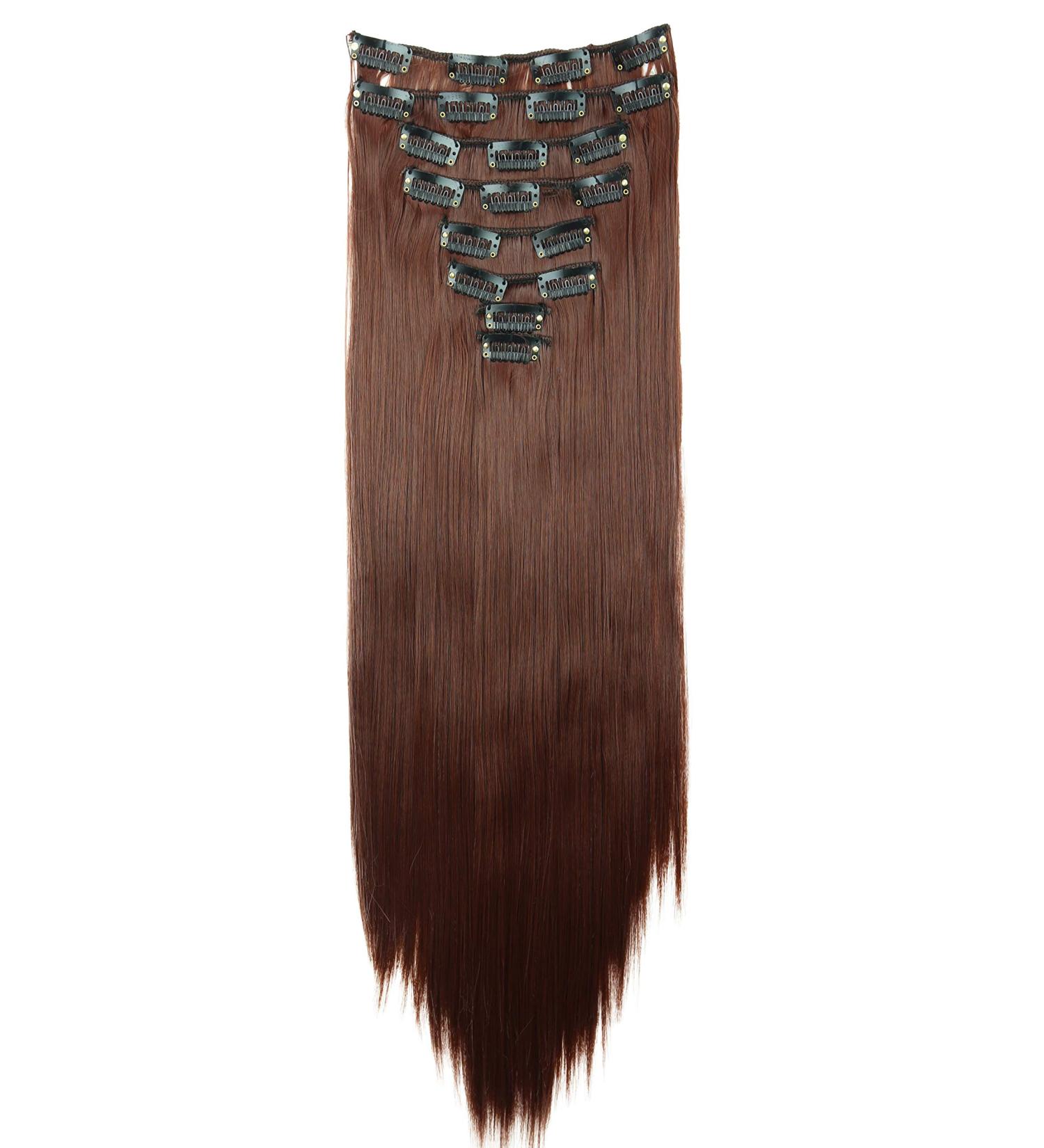 CAISHA PRETTYSHOP XXL 20 Long Clip-In Hair Extensions Synthetic Fiber - Chestnut Brown #33 - Buy Online on GoSupps.com