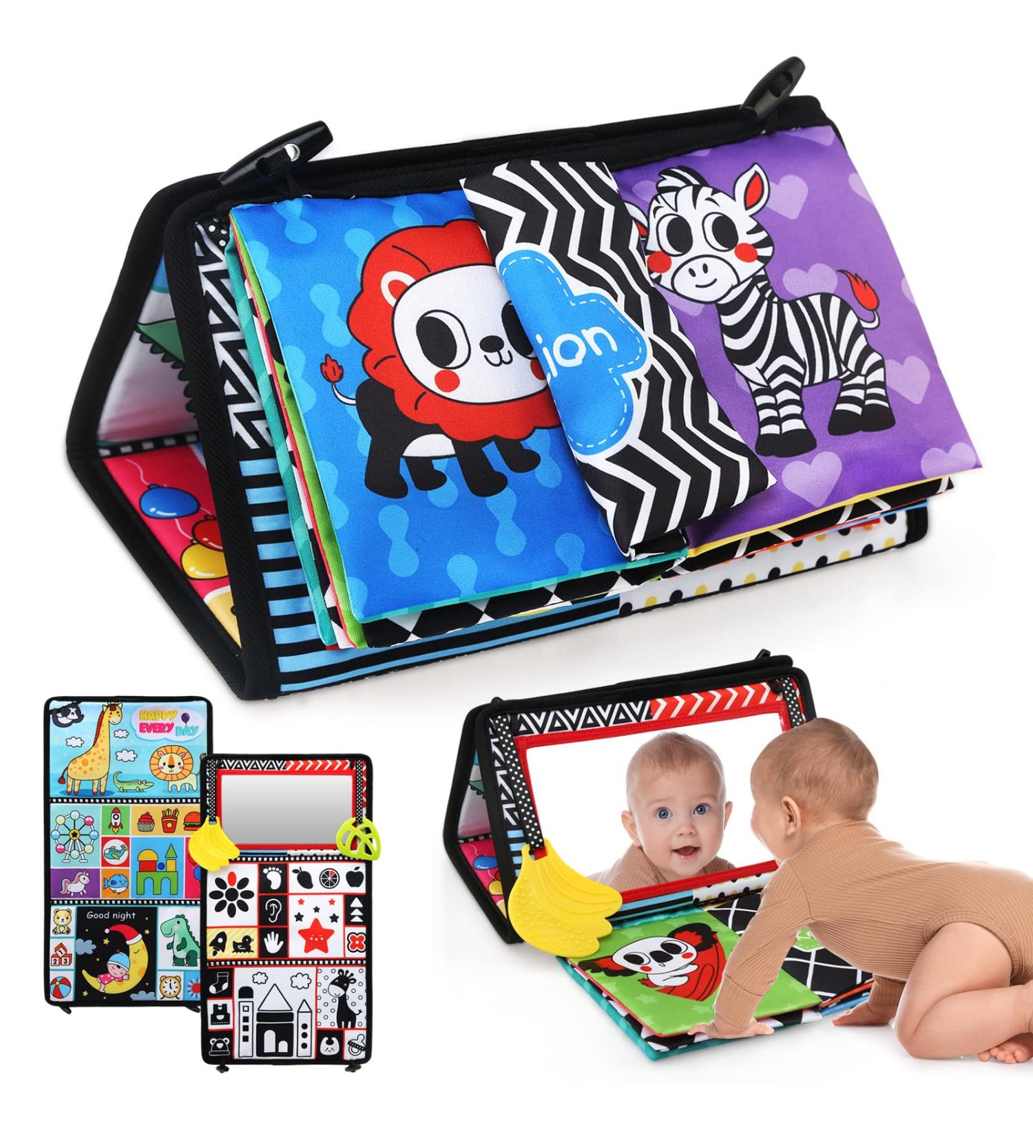 Leadstar Baby Mirror Toys - Foldable Prone Position Toys for Newborns | Black & White Contrast | Perfect Gift for 0-12 Month Girls - Buy Online on GoSupps.com