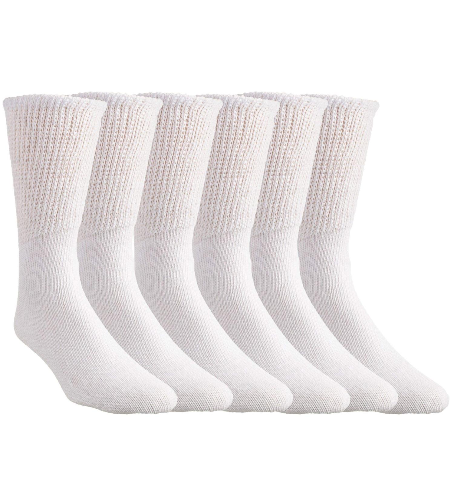 Comfort Finds Diabetic SwellSox - Breathable Cotton Socks for Improved Foot Circulation - Non-Binding Top, Loose-Fitting Design - White (3 Pair) - Buy Online on GoSupps.com