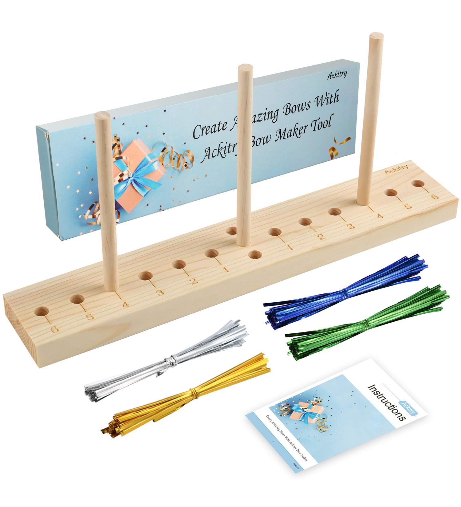 Ackitry Wooden Bow Maker for Ribbon - Create Beautiful Gift Bows, Hair Bows, Wreaths, and Crafts with Twist Ties and Instructions - Buy Online on GoSupps.com
