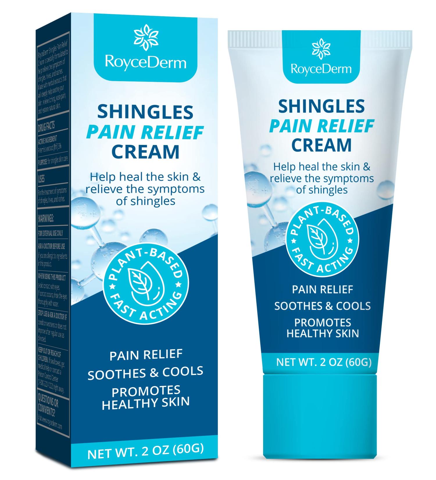Roycederm Shingles Pain Relief Cream - Fast Acting Shingles Treatment, Anti-Itch Formula - Buy Online on GoSupps.com