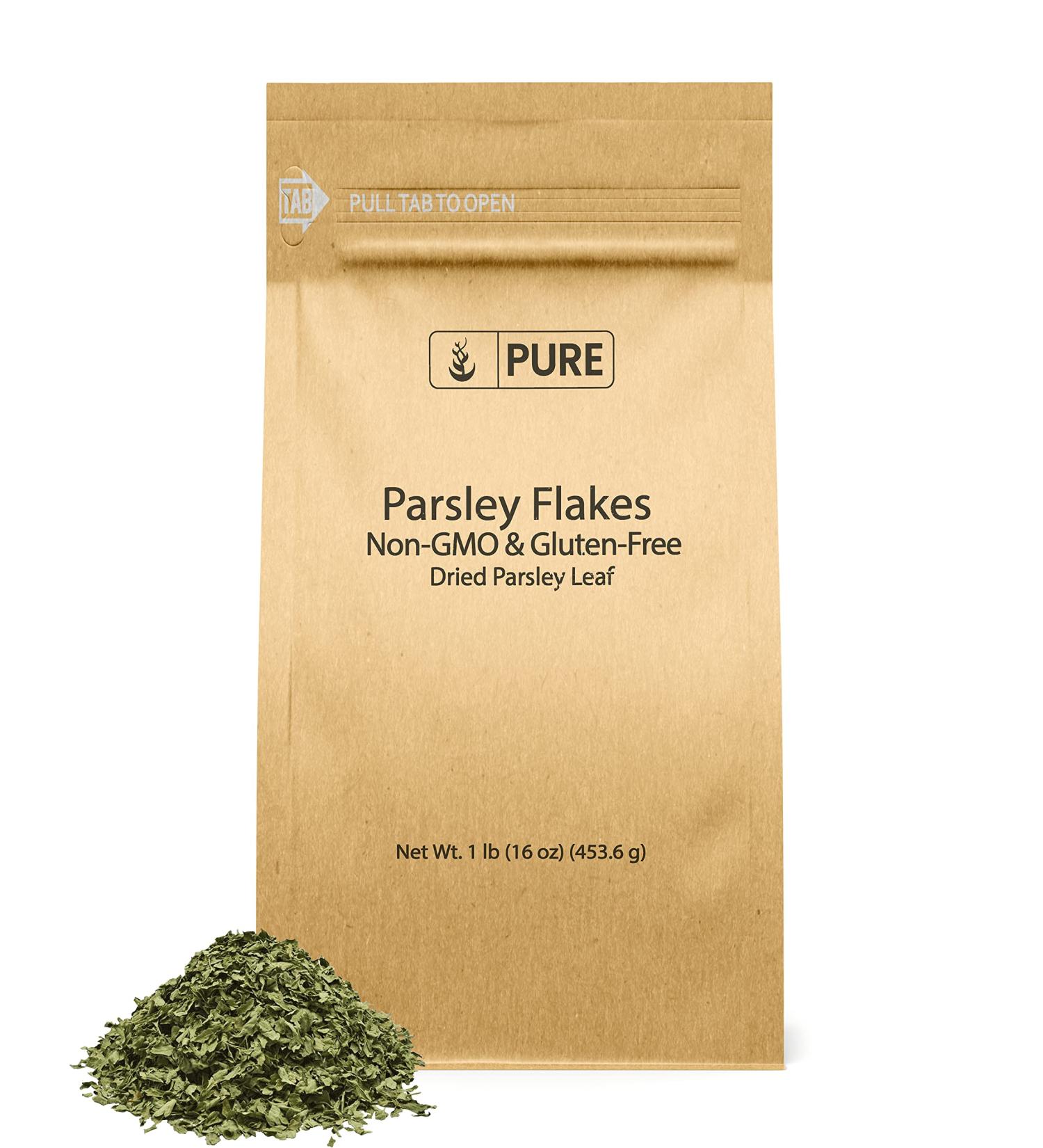 Fresh and Flavorful Parsley Flakes (1 lb) - Ideal for Meat and Vegetable Garnish - Healthy and Eco-friendly Packaging - 1 Pound - Buy Online on GoSupps.com