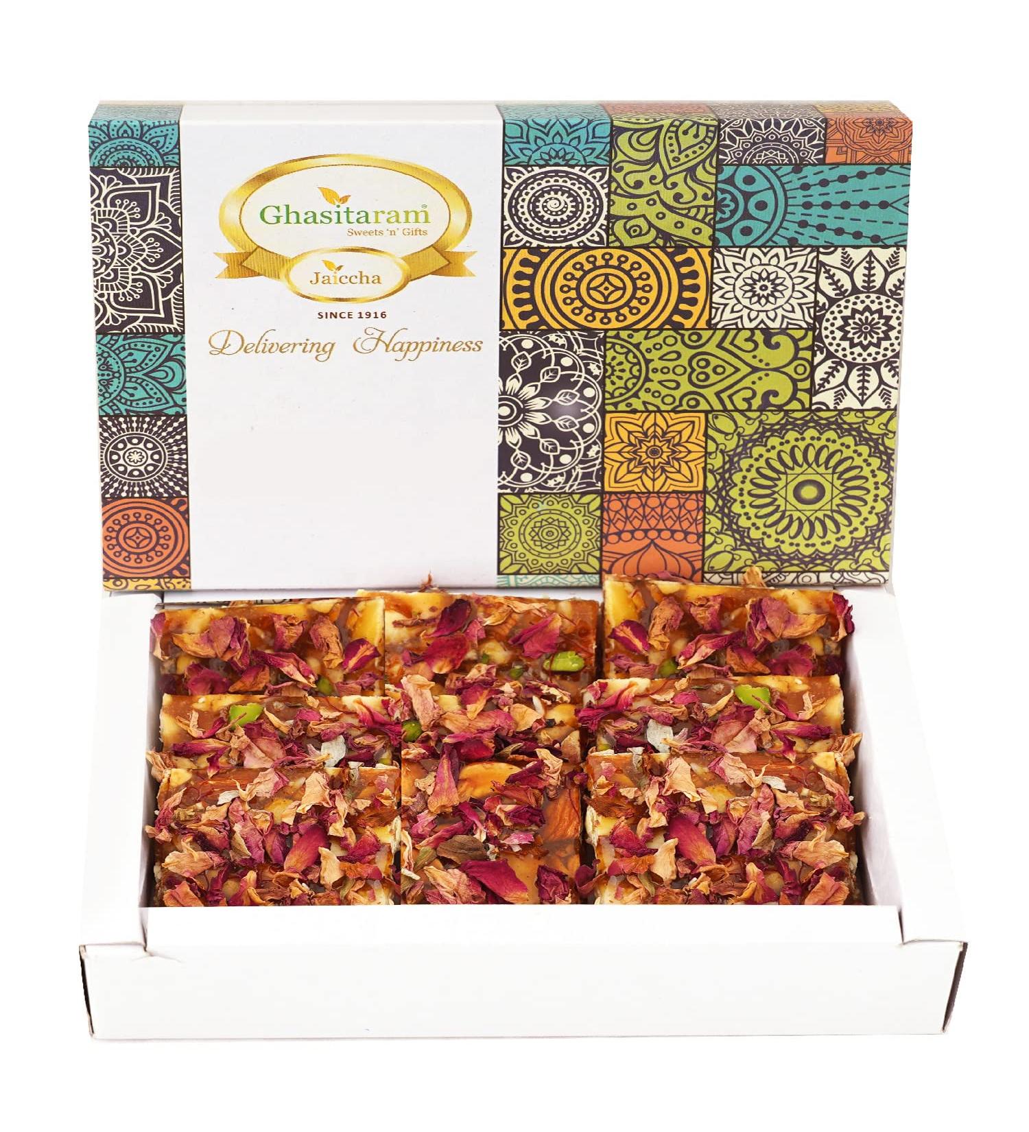 Ghasitaram Gifts Lohri Gifts Rose Dryfruit Chikki 200 GMS - Buy Online on GoSupps.com