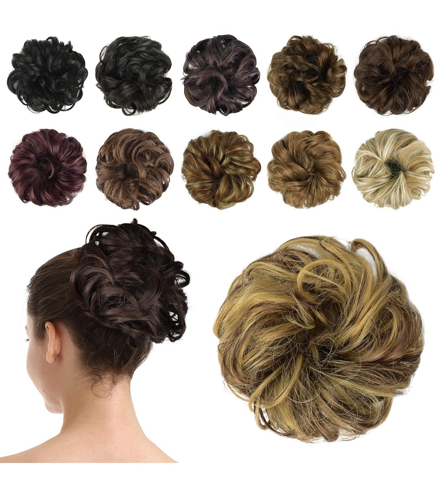 Synthetic Hair Bun Extensions - Blonde & Medium Brown | Messy Hair Scrunchies for Women - Buy Online on GoSupps.com