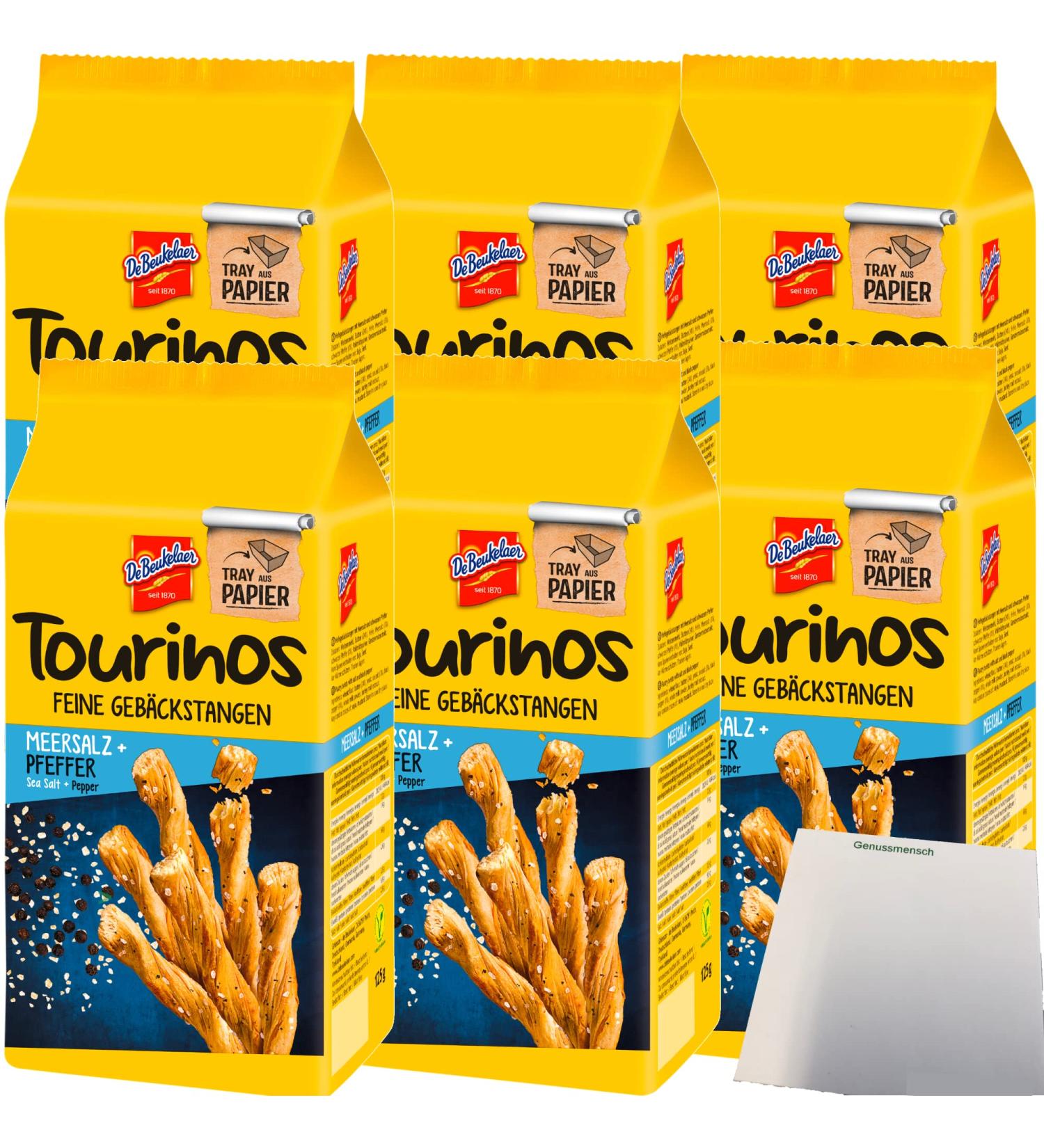 Buy De Beukelaer Tourinos Sea Salt & Pepper Fine Pastry Sticks 6-Pack (6x125g) | International Shipping Available - Buy Online on GoSupps.com