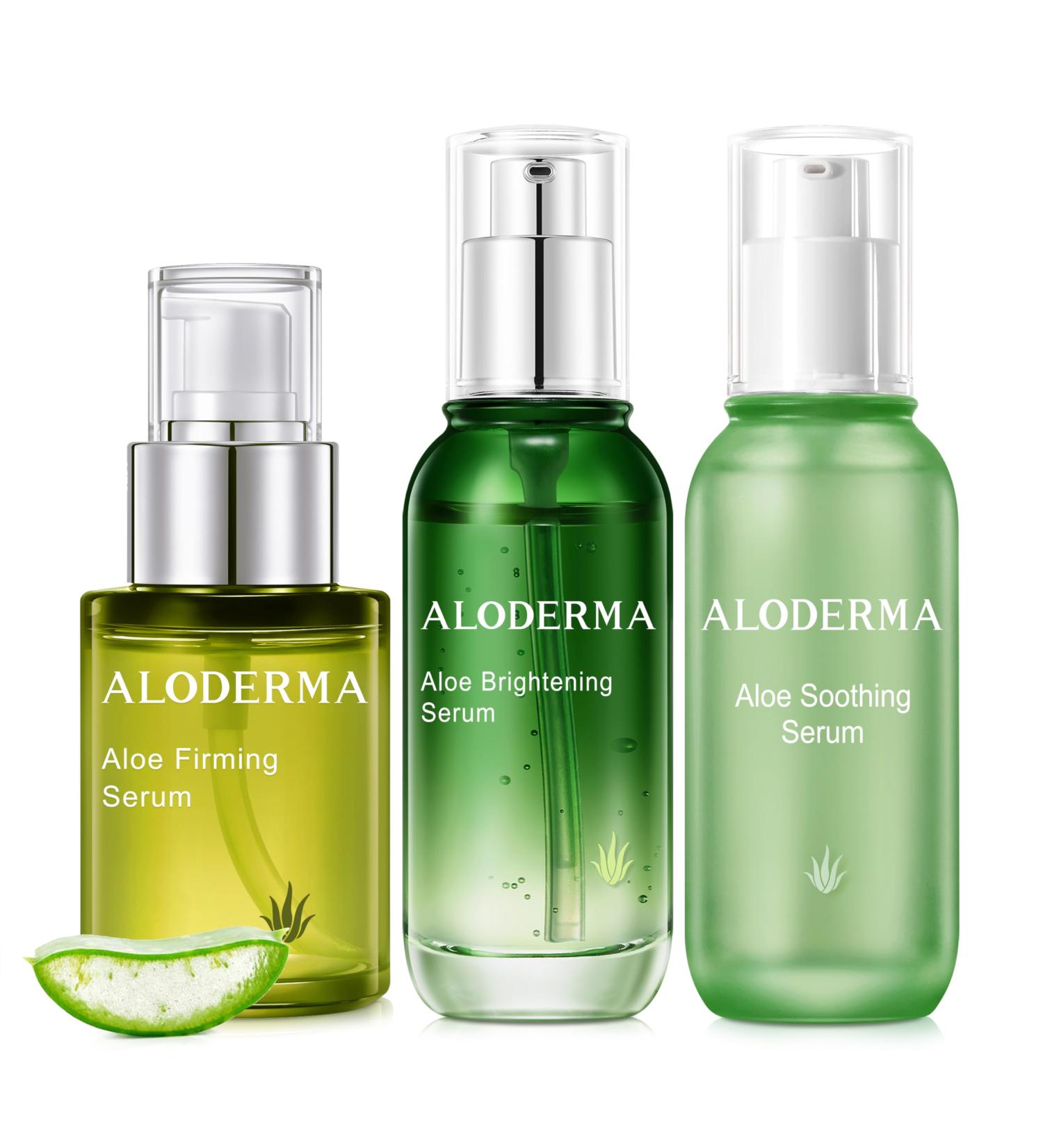 Aloderma Aloe Face Serums Set 3 Pieces - Firming Soothing Serum Brightening Serum - Buy Online on GoSupps.com