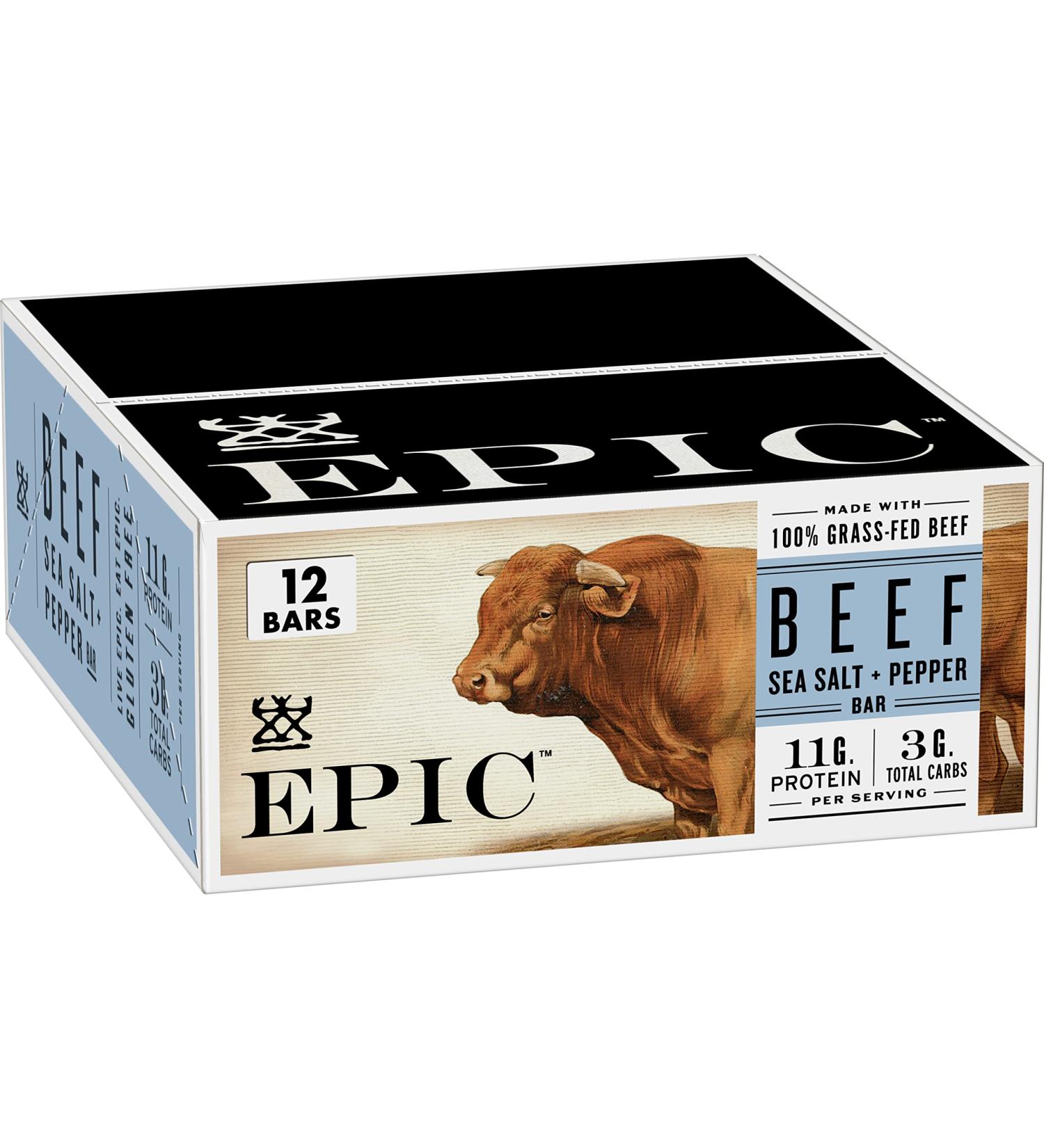 EPIC Beef Sea Salt + Pepper Protein Bar - Keto Friendly 12CT 1.3oz Bars - Buy Online on GoSupps.com