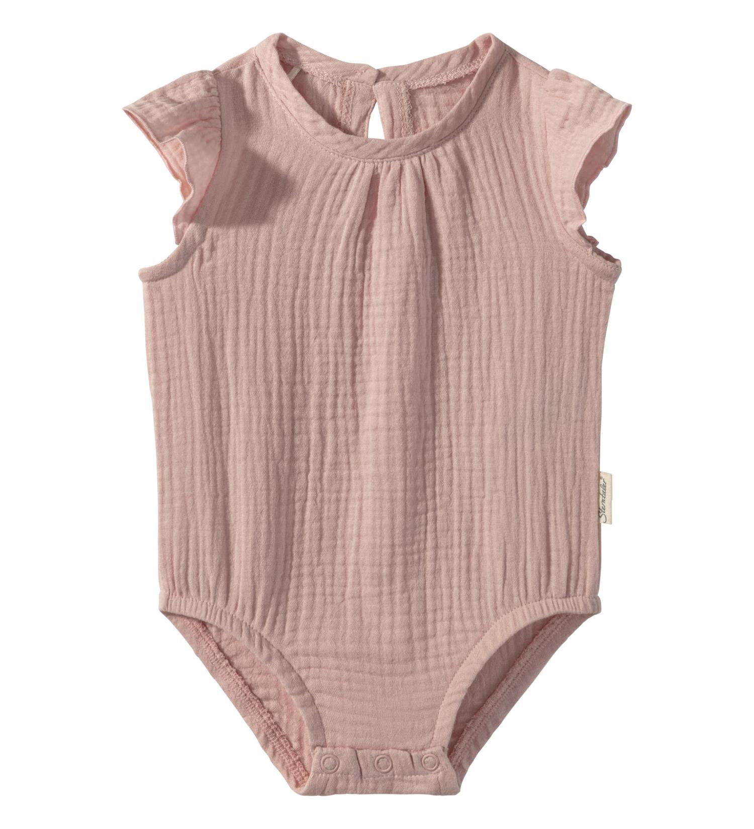 Sterntaler Baby Body Uni Musselin Hase Happy - Summer Girls Cotton Bodysuit with Winged Sleeves - 68 SamtRosa - Buy Online on GoSupps.com